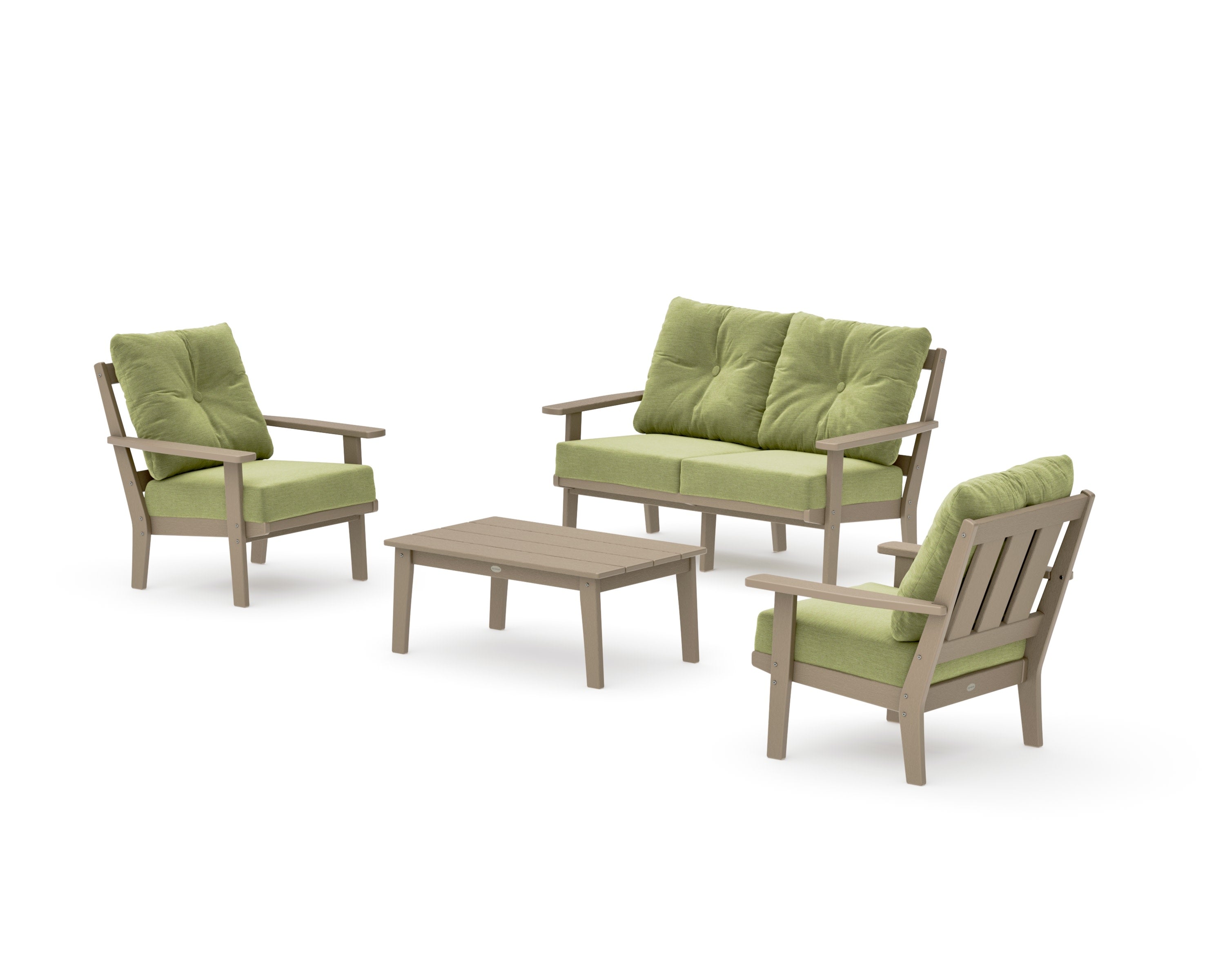 Oxford 4-Piece Deep Seating Set with Loveseat in Vintage Sahara / Chartreuse Boucle
