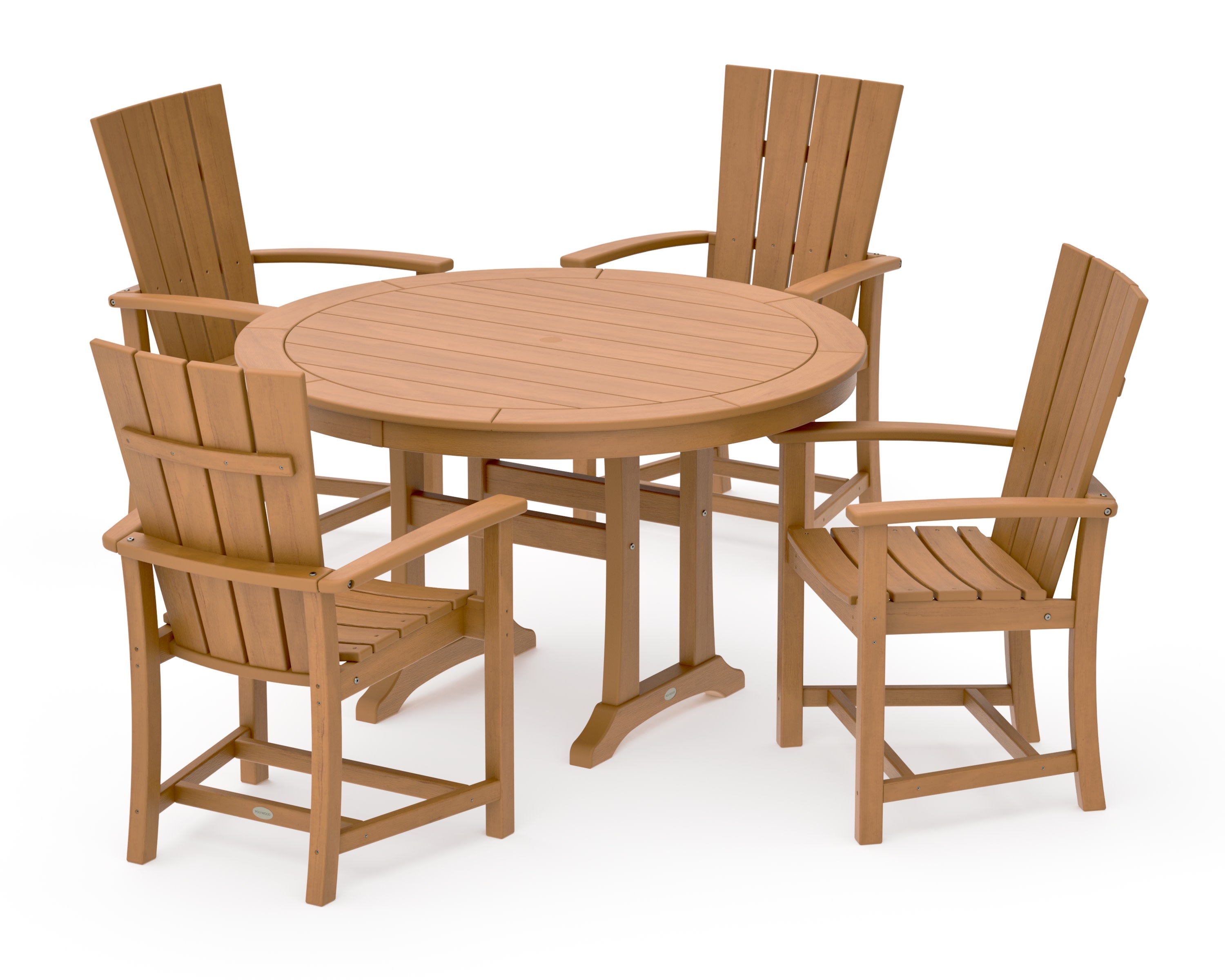 Quattro 5-Piece Round Dining Set with Trestle Legs in Natural