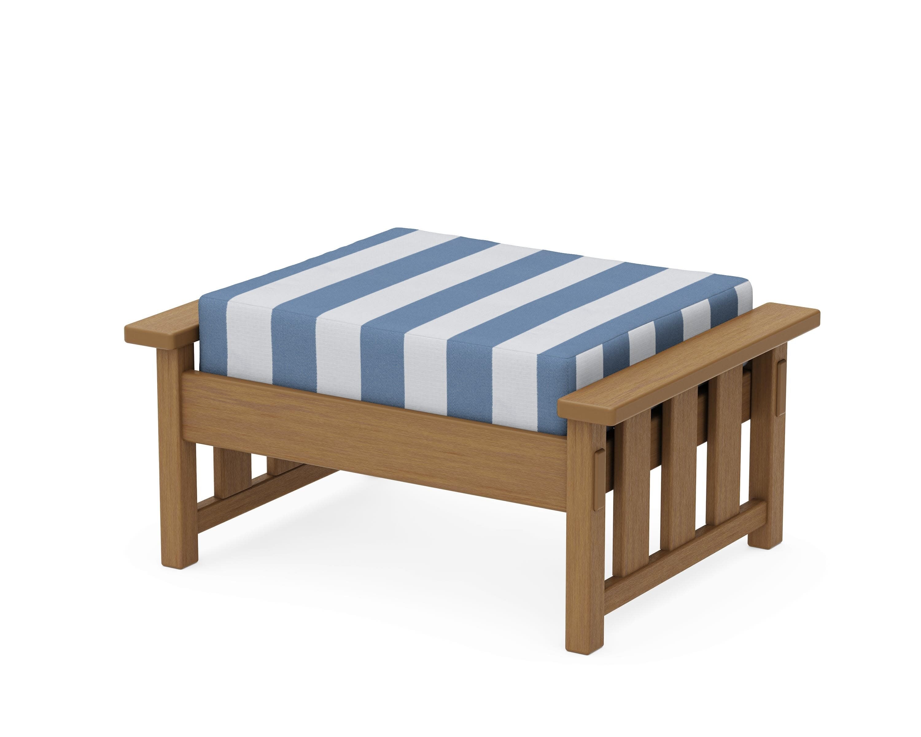 Acadia Deep Seating Ottoman in Natural / Cabana Stripe Sky Blue