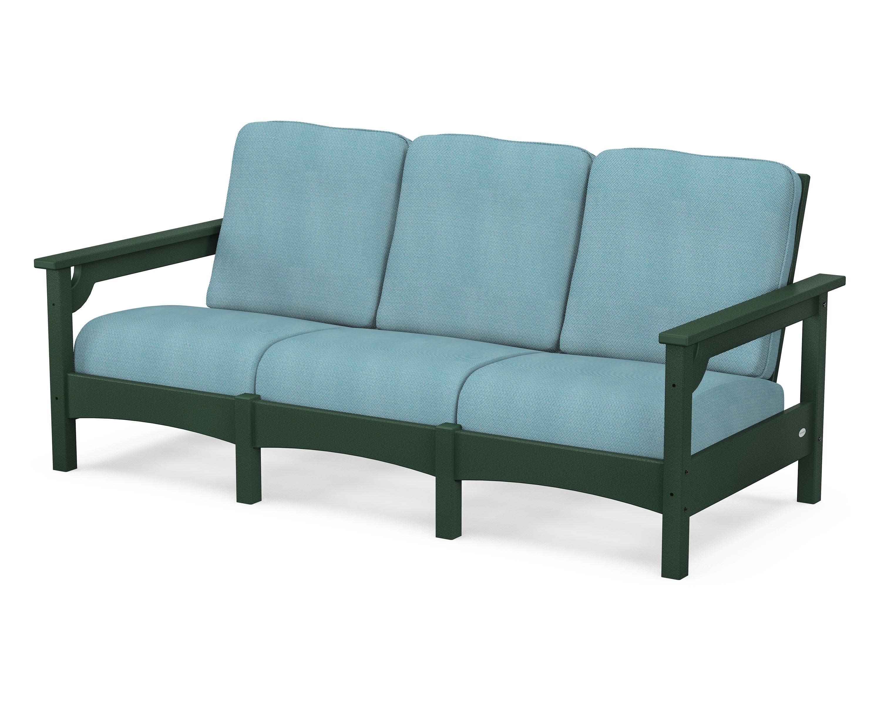 Club Sofa in Green / Lattice Sky Blue