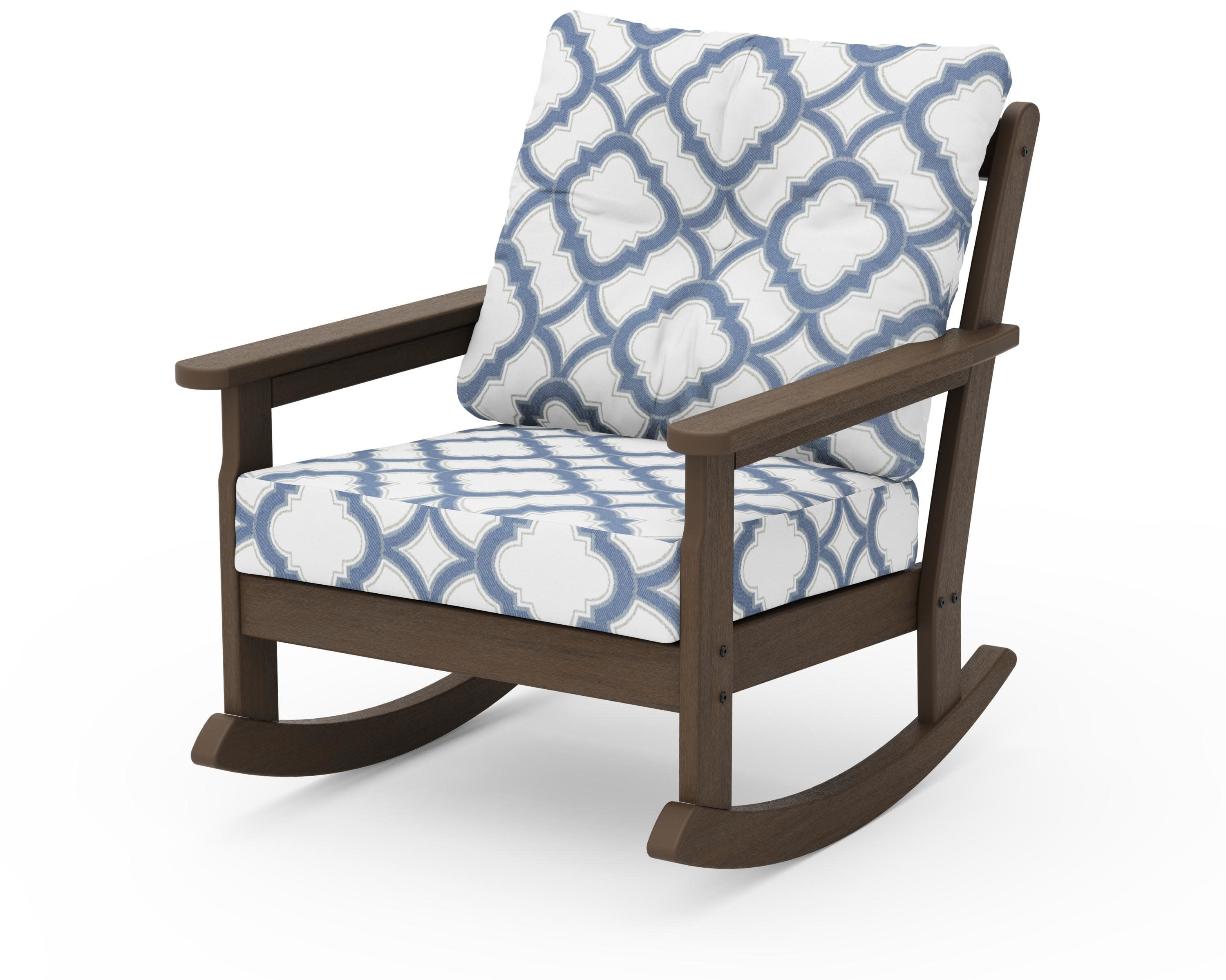 Vineyard Deep Seating Rocking Chair in Kona / Trellis Sky Blue