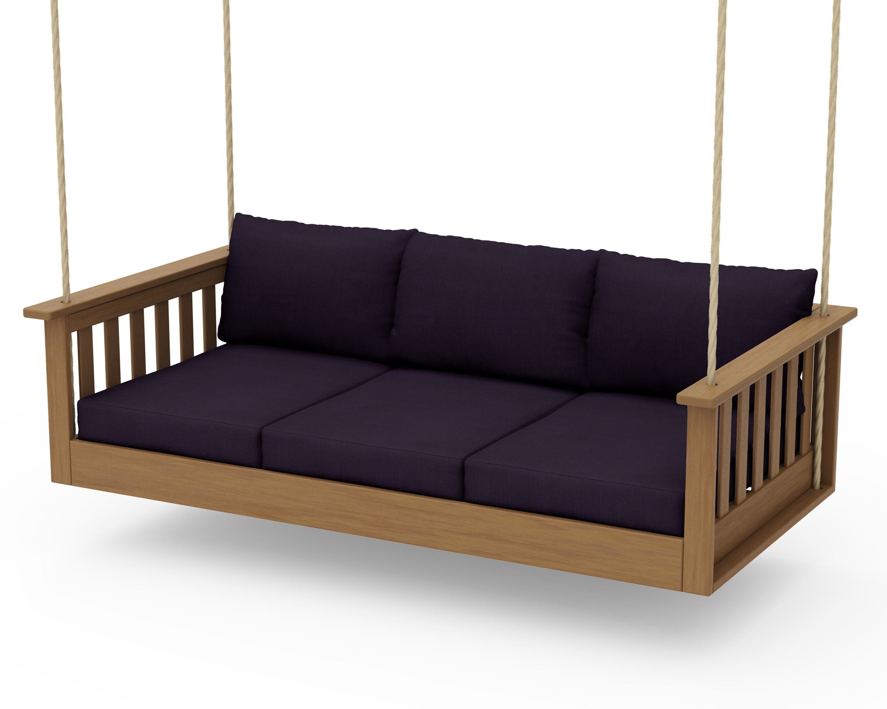 Vineyard Daybed Swing in Natural / Navy Linen