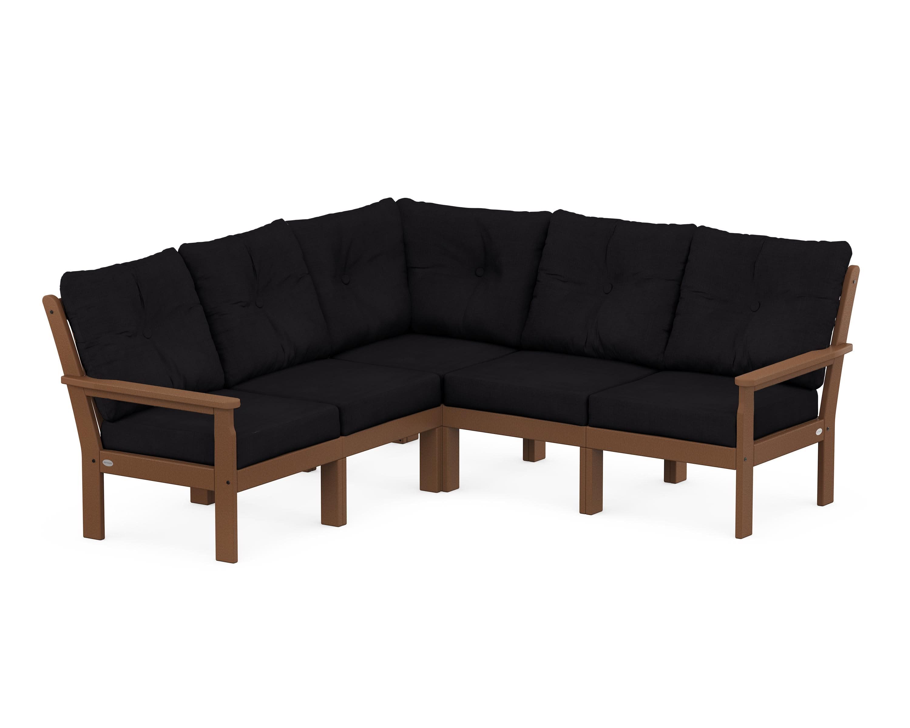 Vineyard 5-Piece Sectional in Teak / Midnight Linen