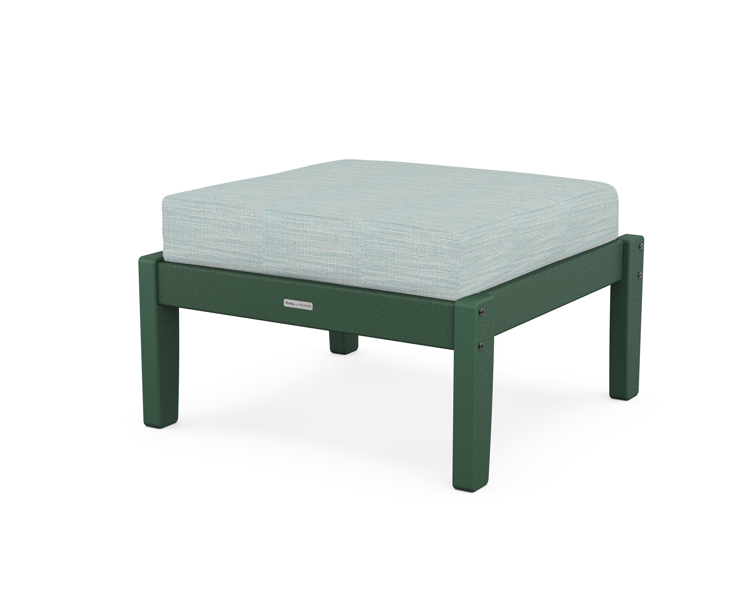 Chinoiserie Deep Seating Ottoman in Green / Soothe Mist