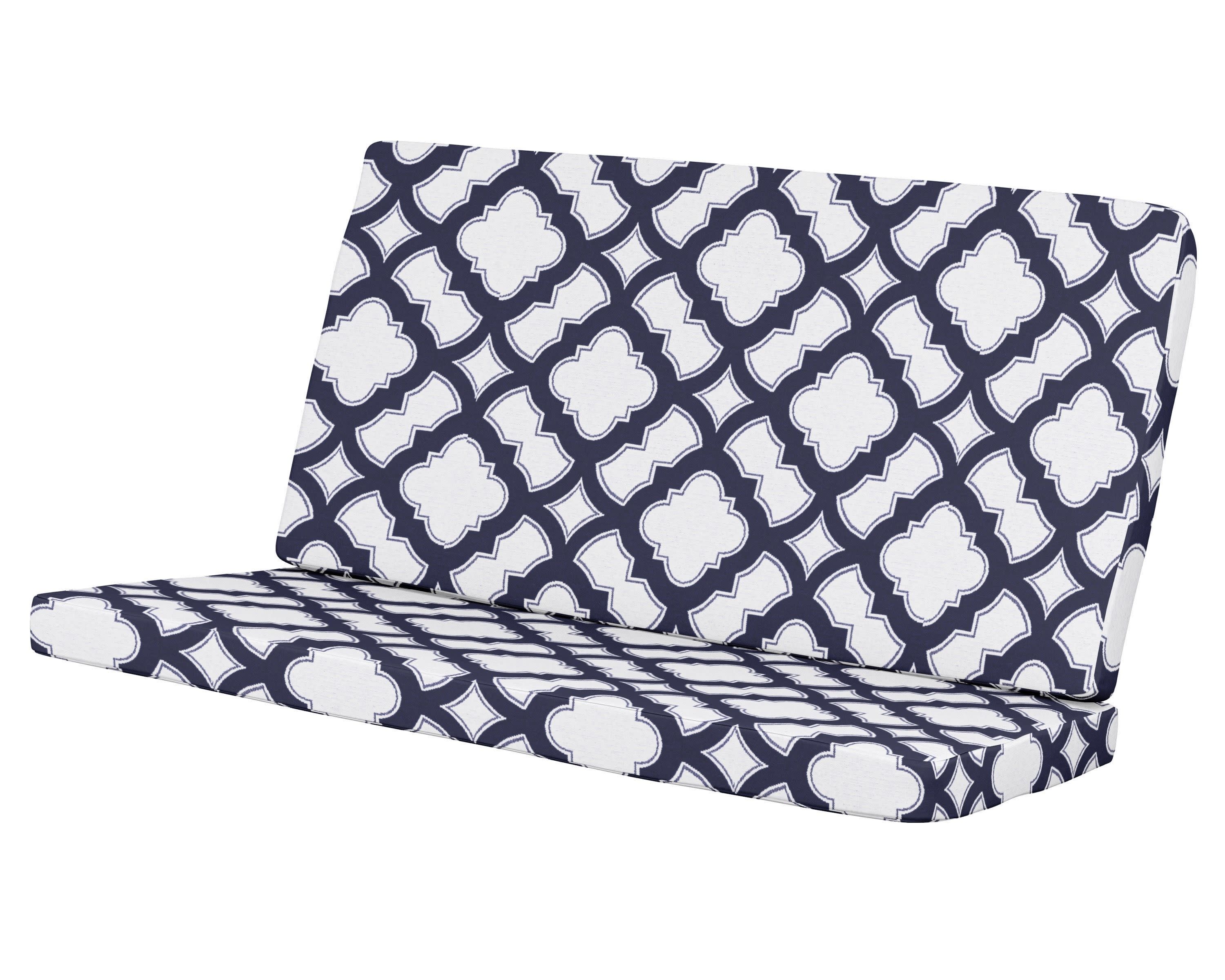Modern Loveseat Cushion in Trellis Navy
