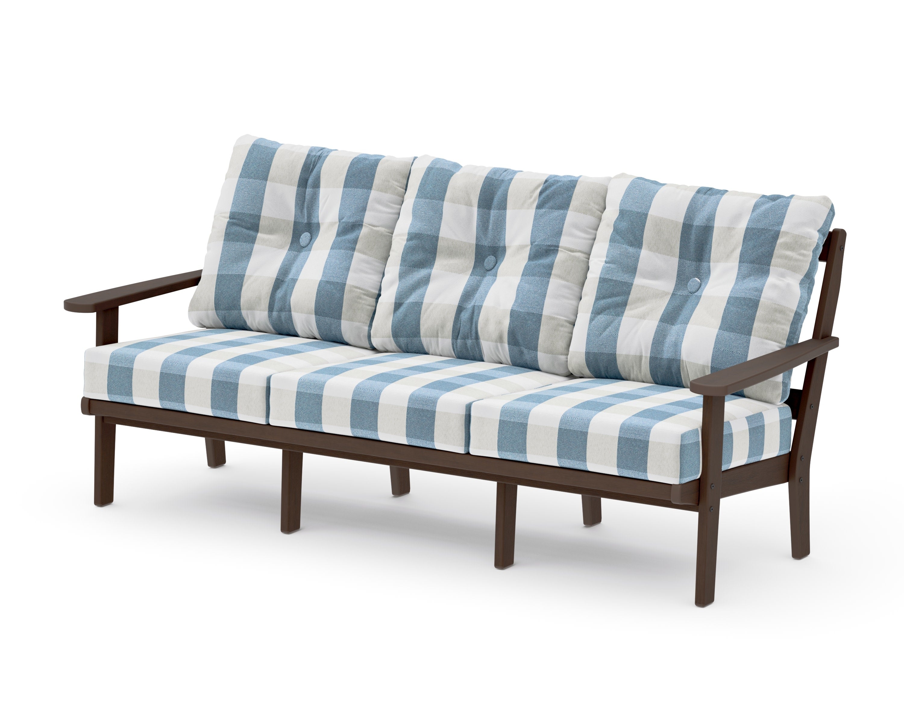 Mission Deep Seating Sofa in Kona / Buffalo Plaid Sky Blue