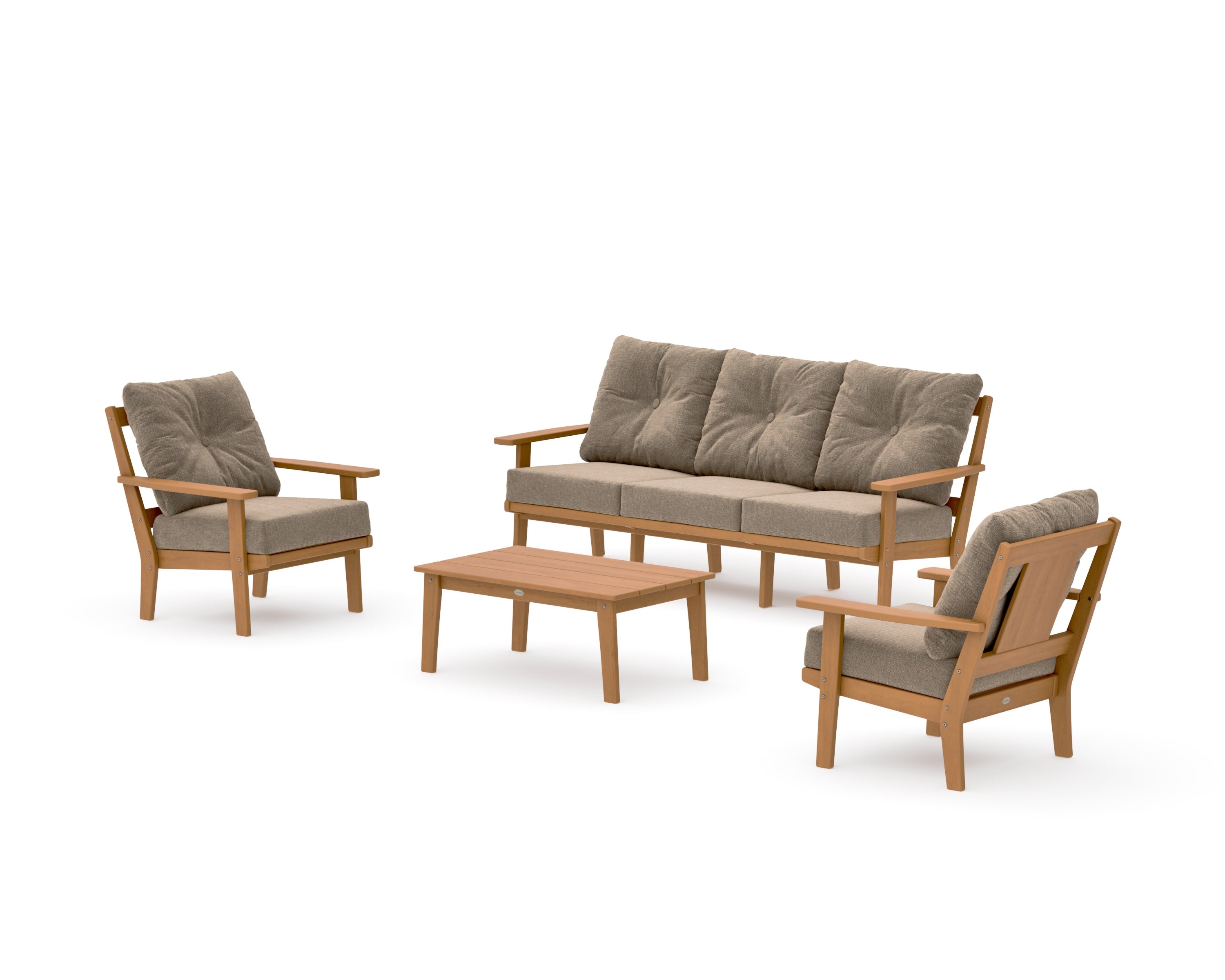 Prairie 4-Piece Deep Seating Set with Sofa in Natural / Spiced Burlap