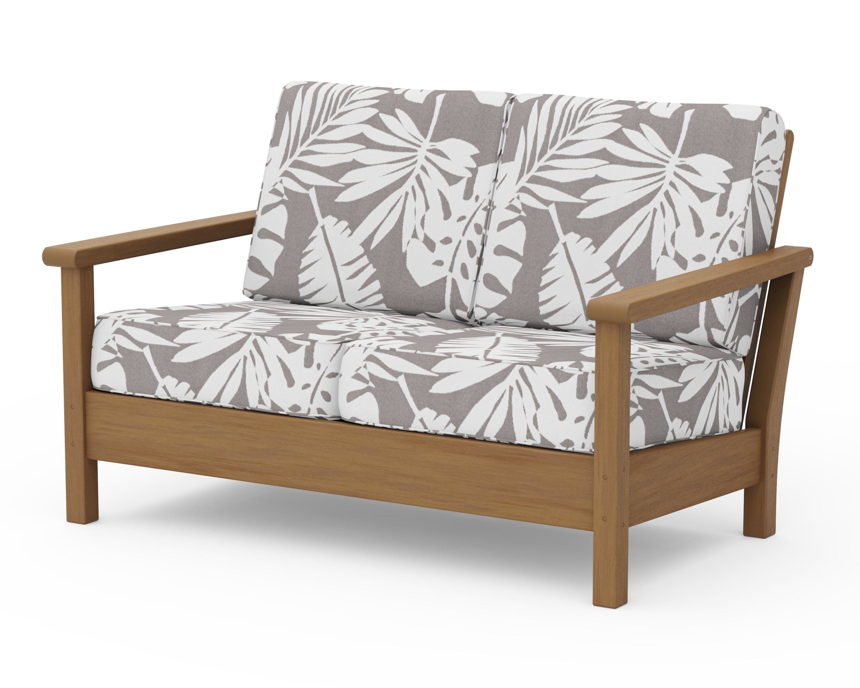 Harbour Deep Seating Loveseat in Natural / Leaf Grey Mist