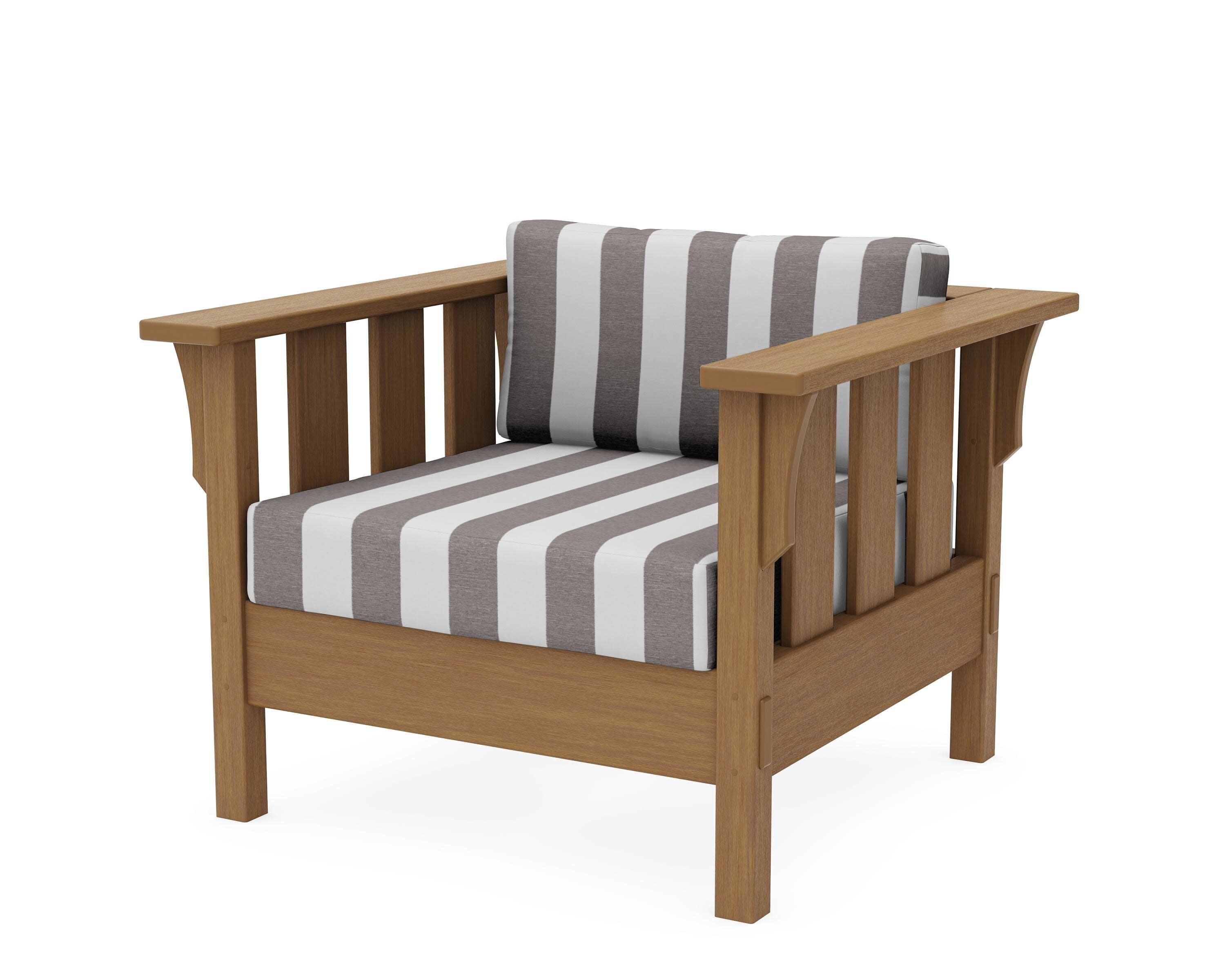 Acadia Deep Seating Chair in Natural / Cabana Stripe Grey Mist