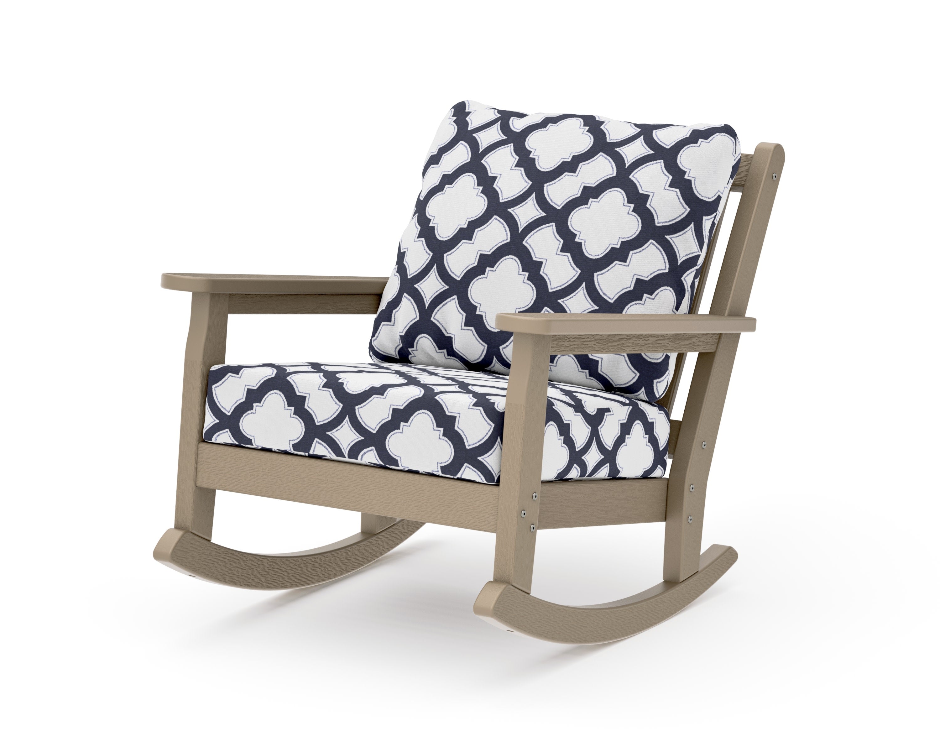 Chippendale Deep Seating Rocking Chair in Vintage Sahara / Trellis Navy