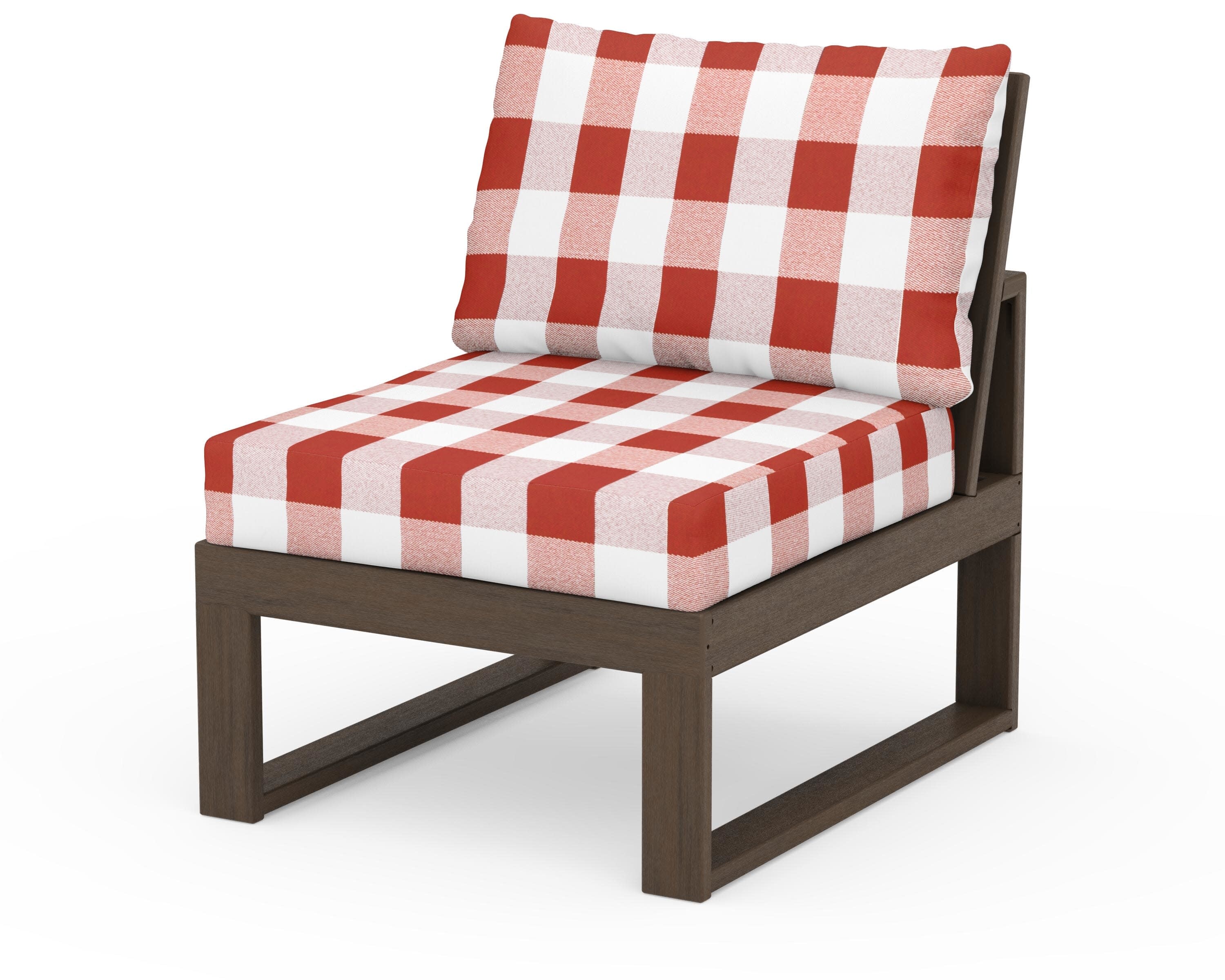 Modular Armless Chair in Kona / Buffalo Plaid Crimson