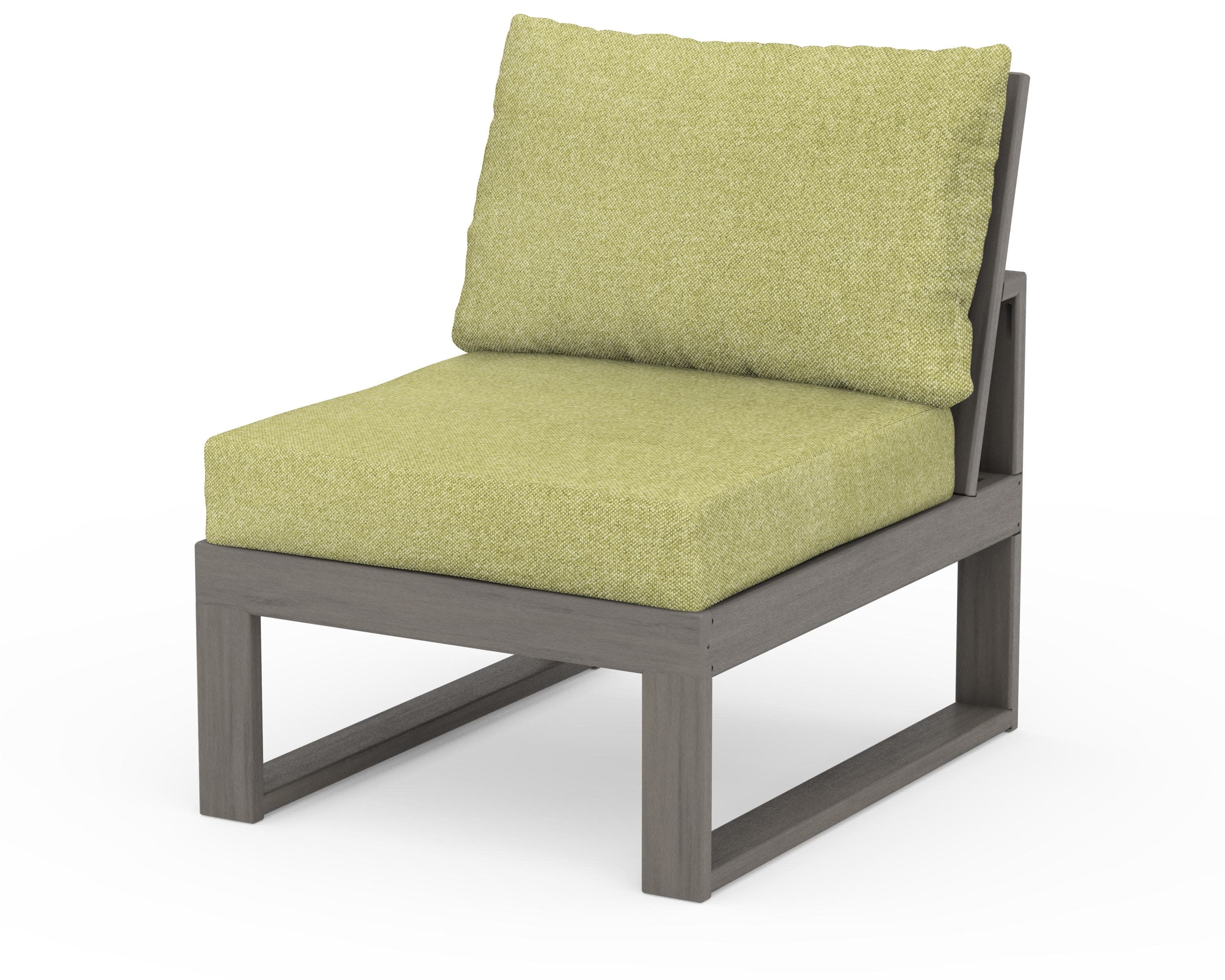 Modular Armless Chair in Driftwood / Chartreuse Boucle