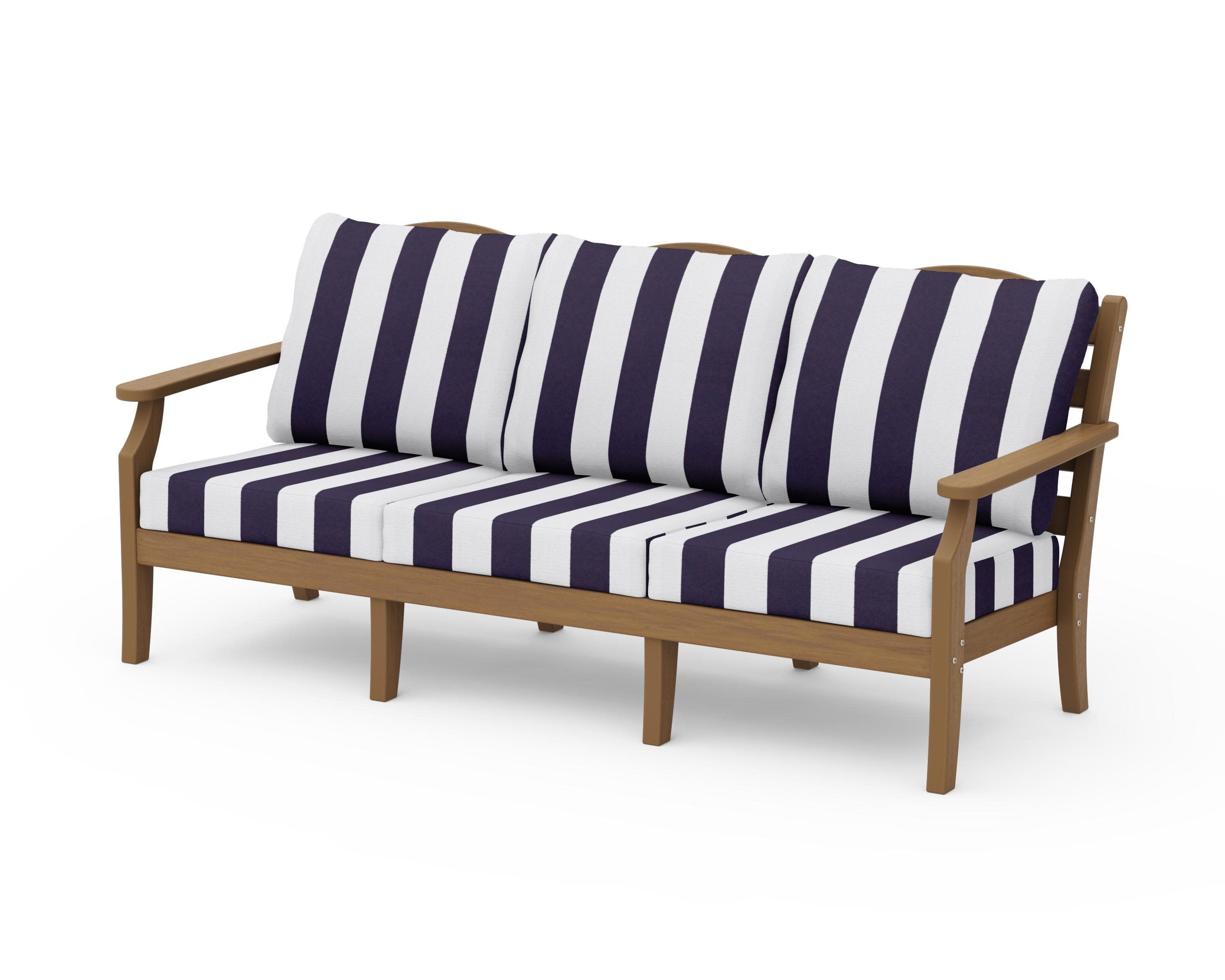 Savannah Deep Seating Sofa in Natural / Cabana Stripe Navy