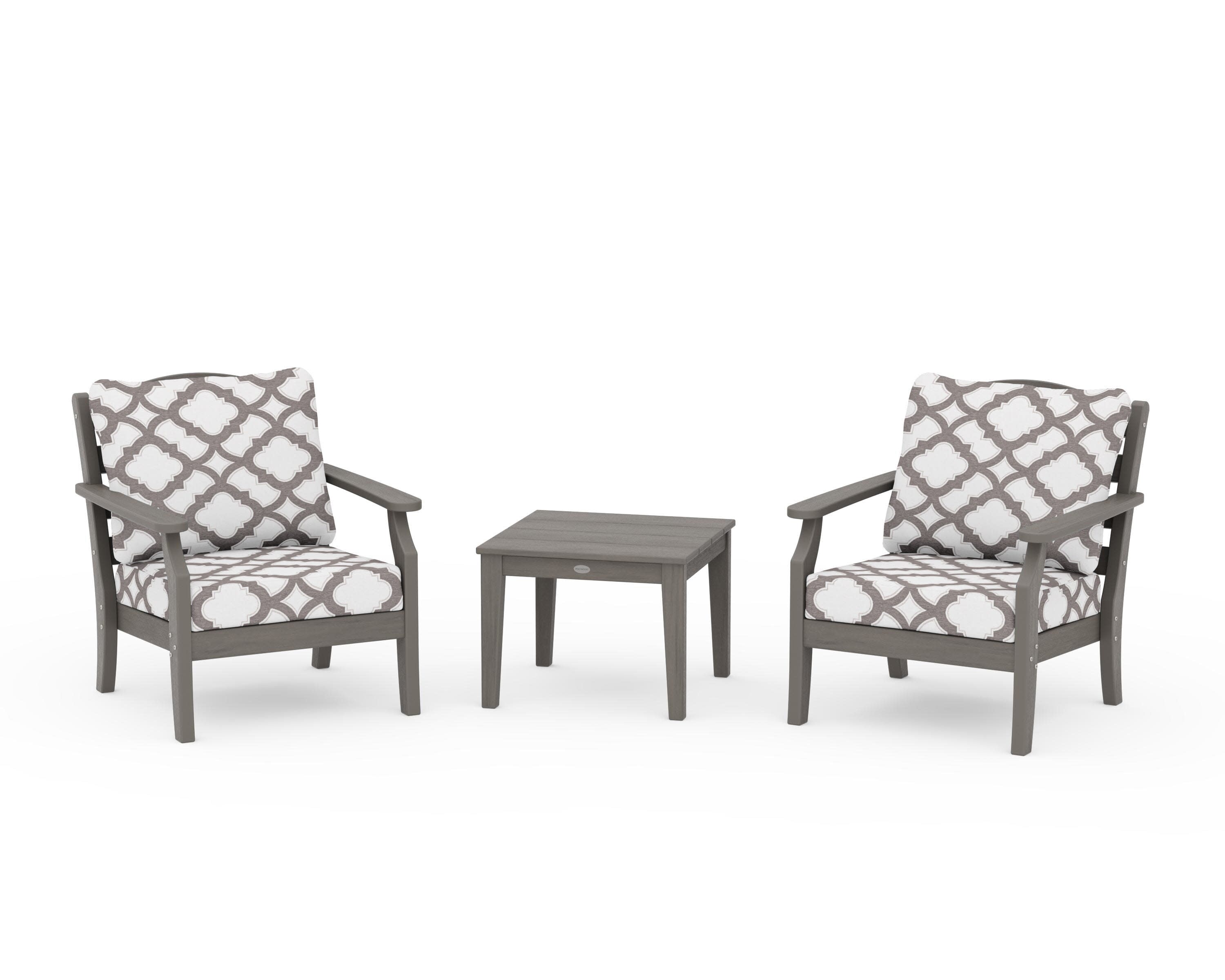 Savannah 3-Piece Deep Seating Set in Driftwood / Trellis Grey Mist