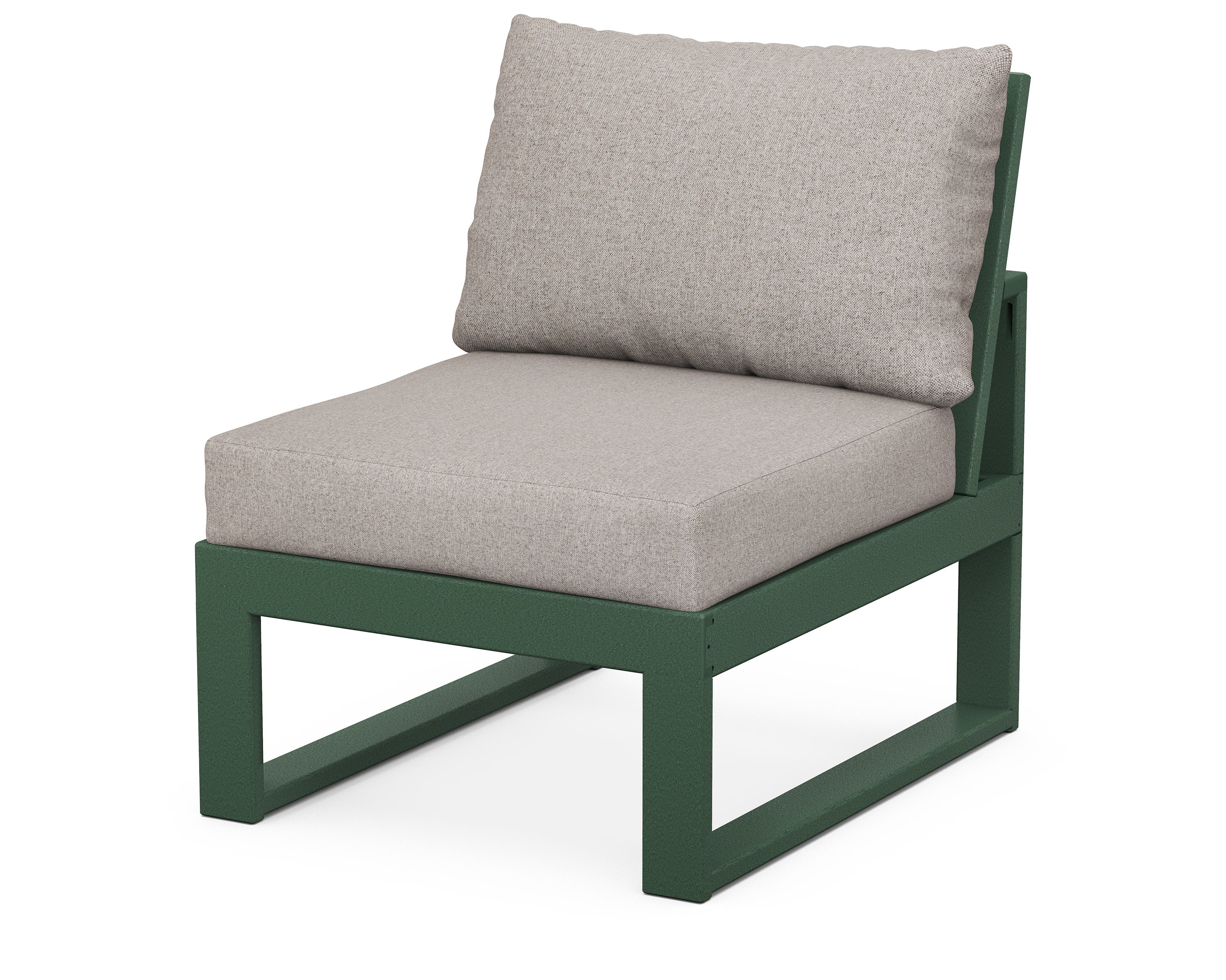 Modular Armless Chair in Green / Weathered Tweed