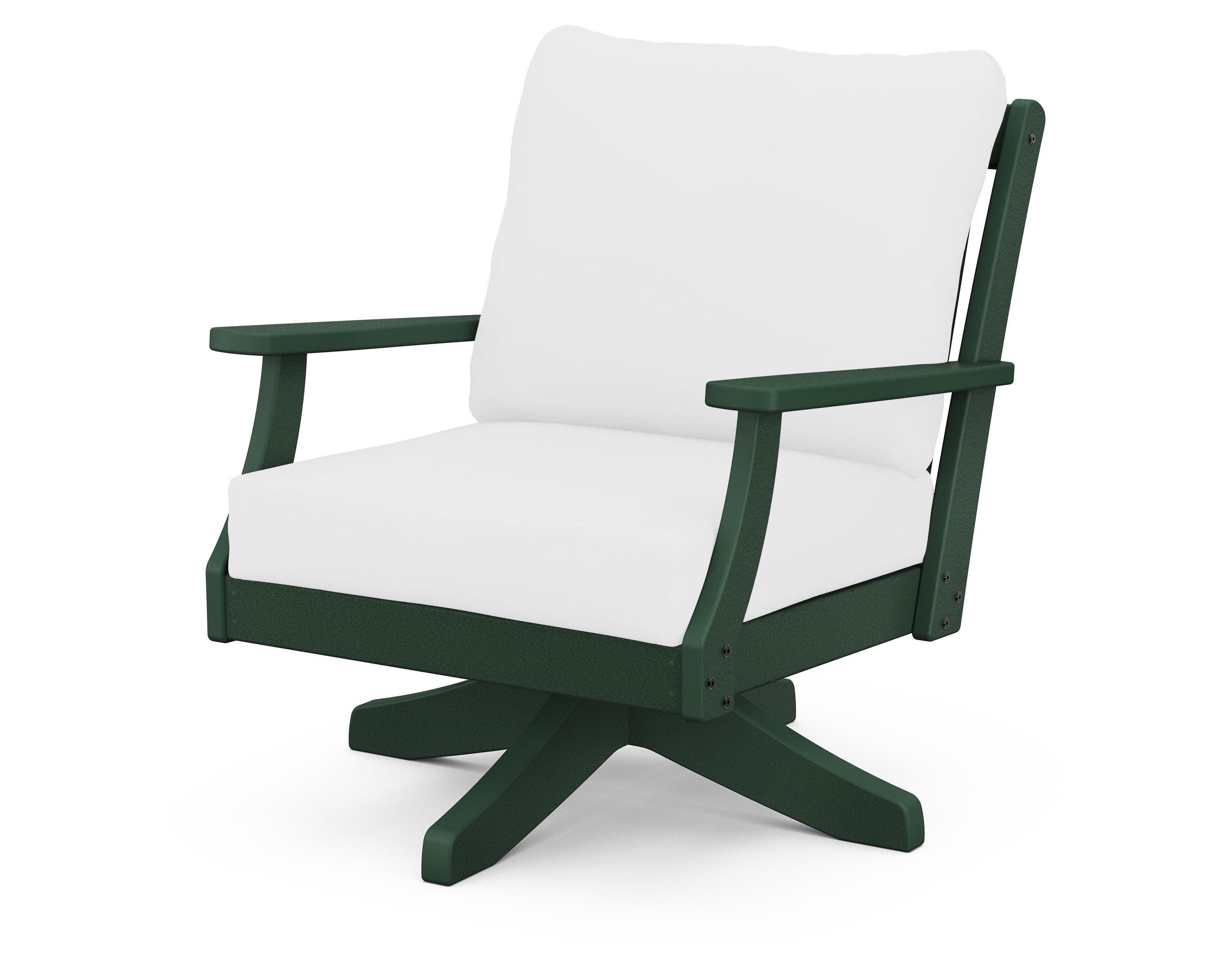 Braxton Deep Seating Swivel Chair in Green / Natural