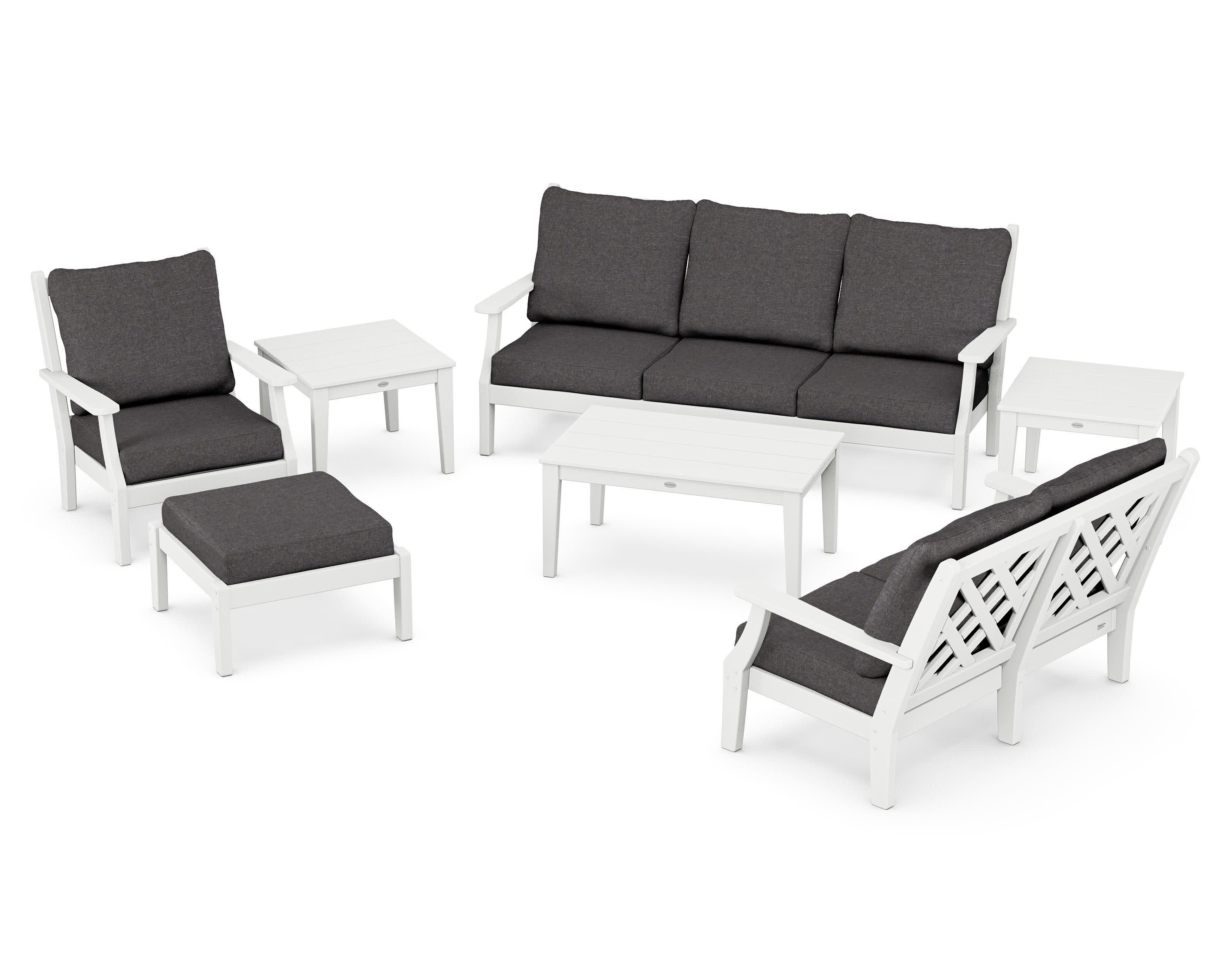 Wovendale 7-Piece Deep Seating Set in White / Ash Charcoal