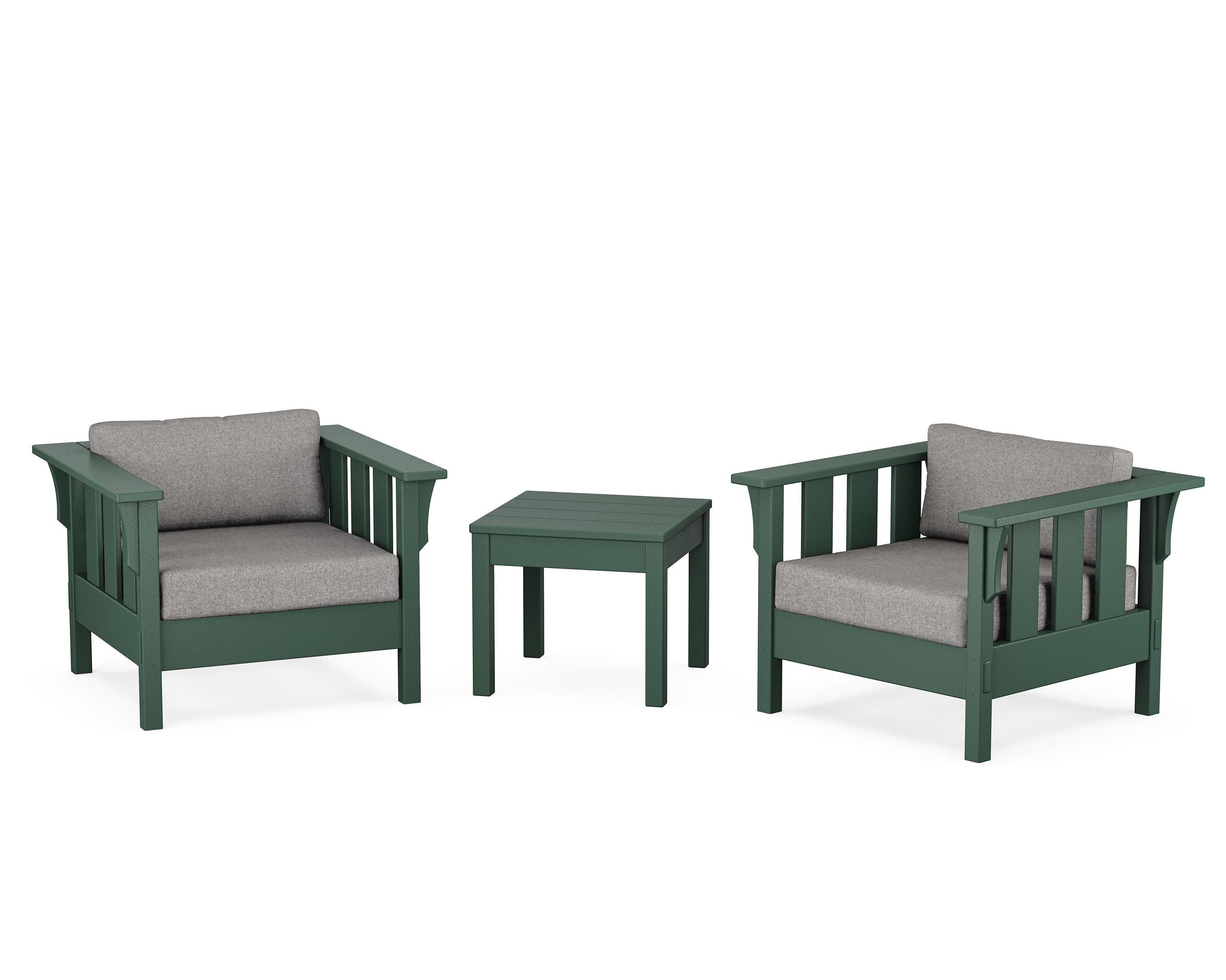 Acadia 3-Piece Deep Seating Set in Green / Grey Mist