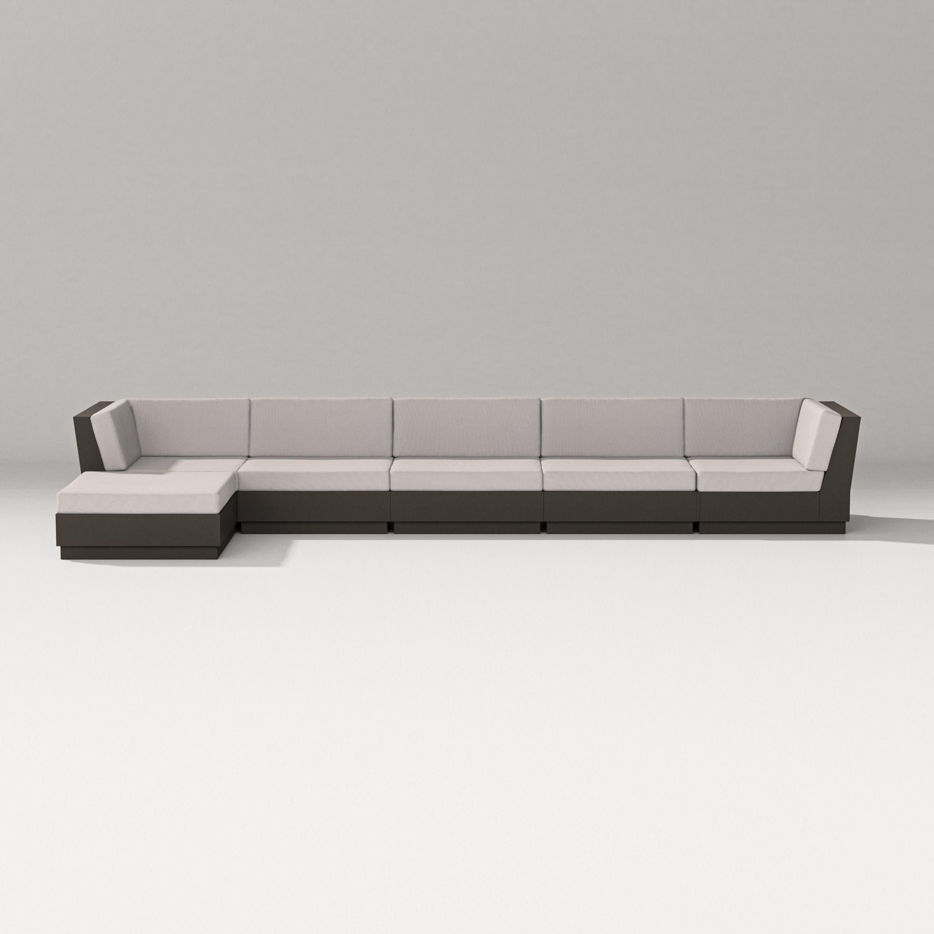 Elevate 6-Piece Chaise Sectional in Vintage Coffee / Dune Burlap