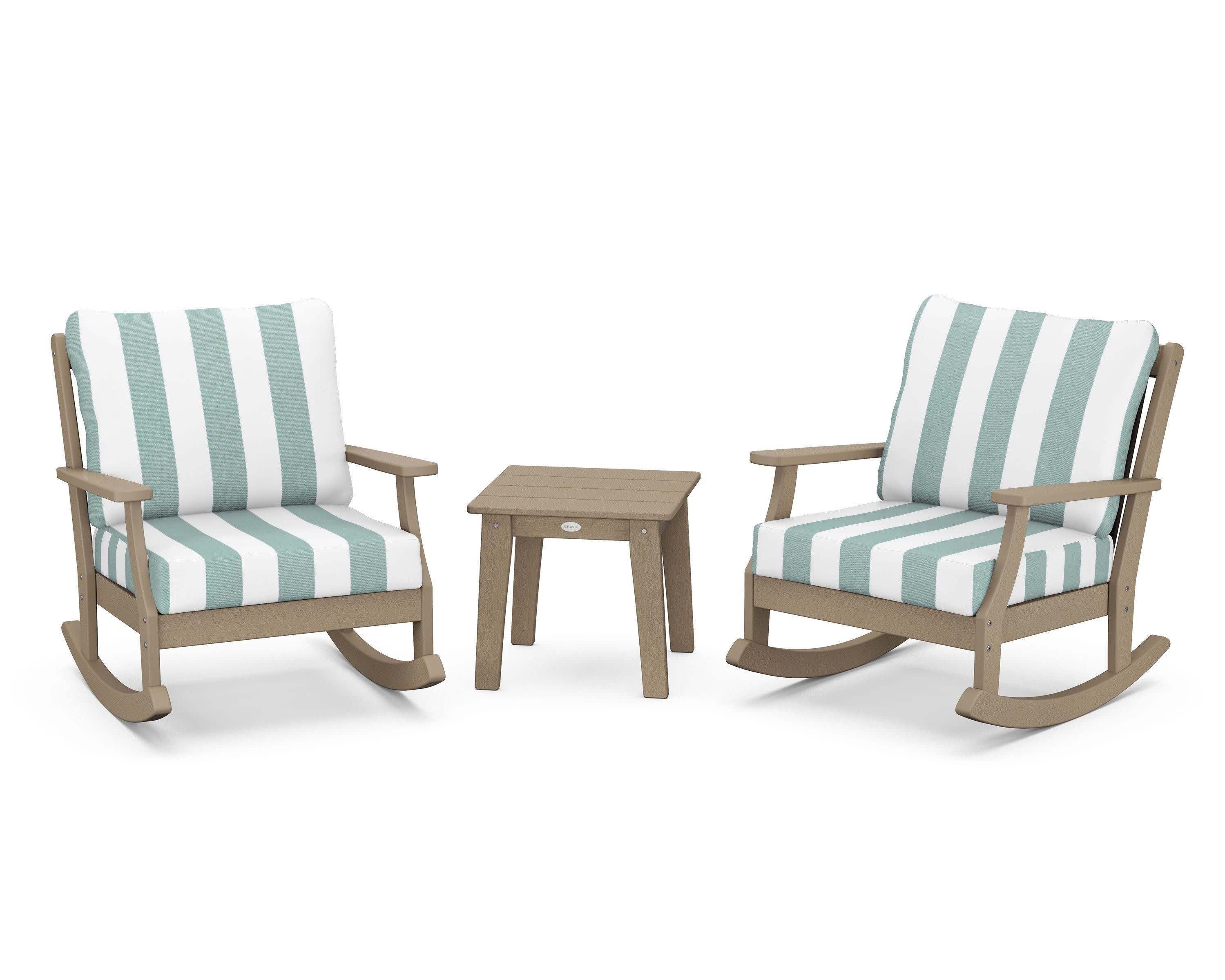 Braxton 3-Piece Deep Seating Rocker Set in Vintage Sahara / Cabana Stripe Glacier Spa