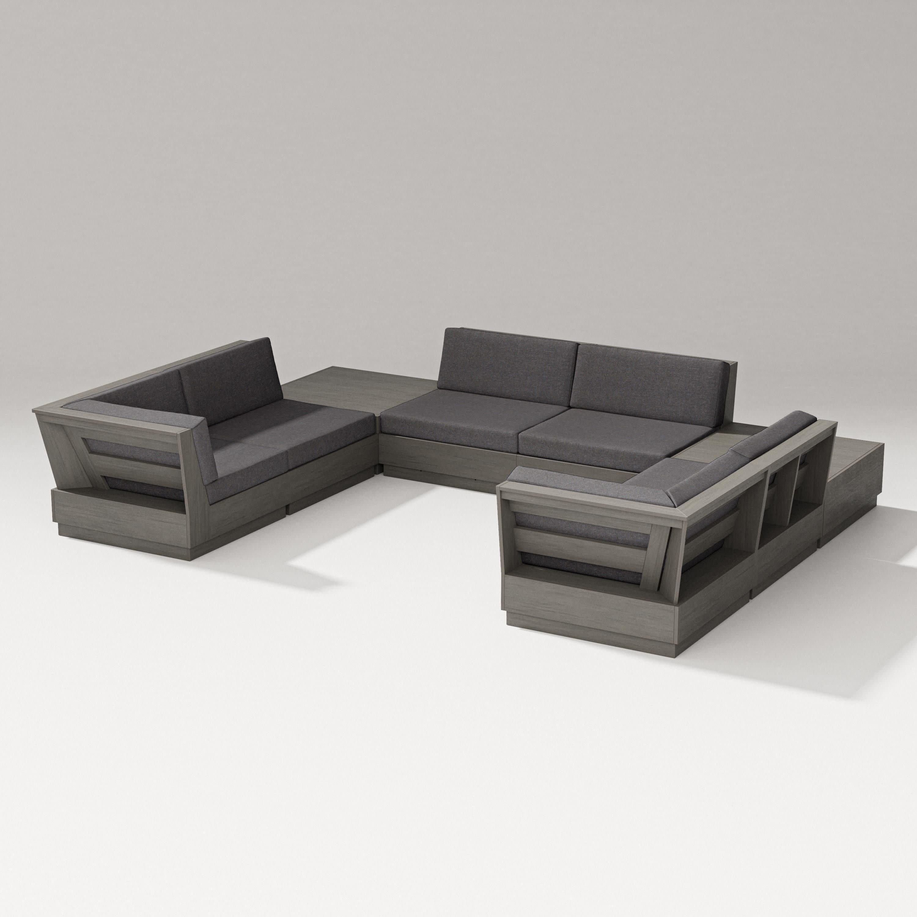 Elevate 8-Piece U-Shaped Sectional in Driftwood / Ash Charcoal