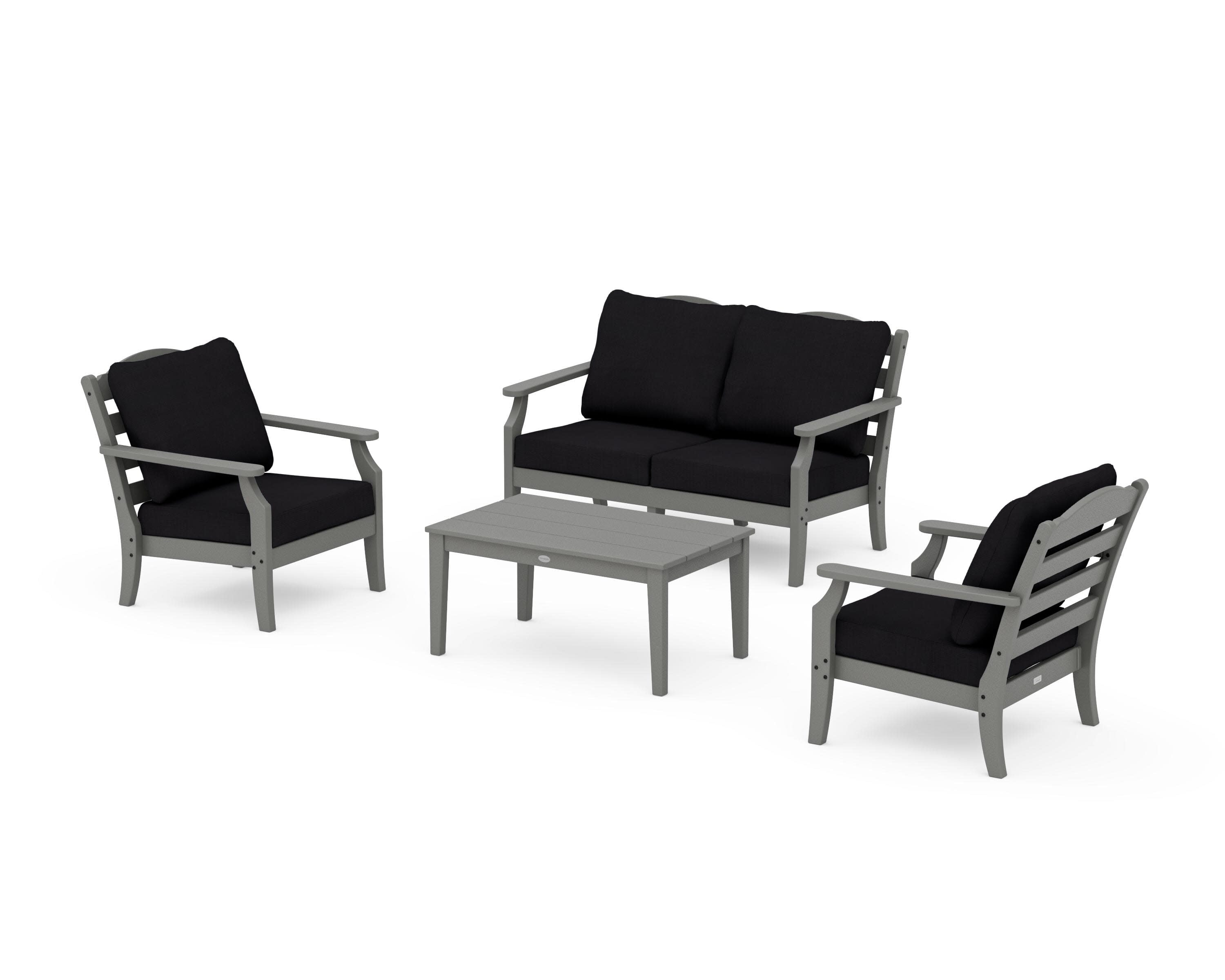 Savannah 4-Piece Deep Seating Set with Loveseat in Slate Grey / Midnight Linen