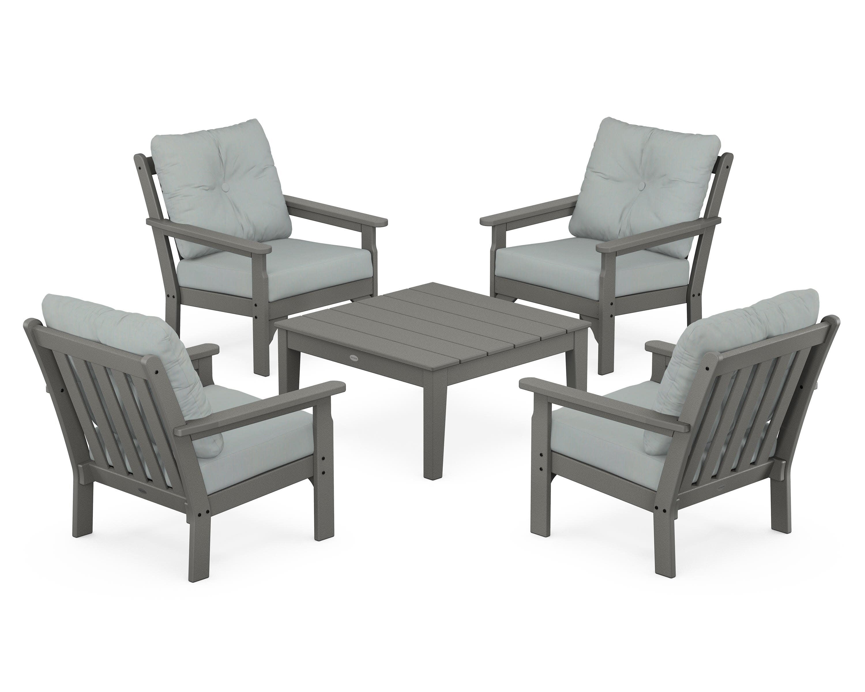 Vineyard 5-Piece Deep Seating Conversation Set in Slate Grey / Spa