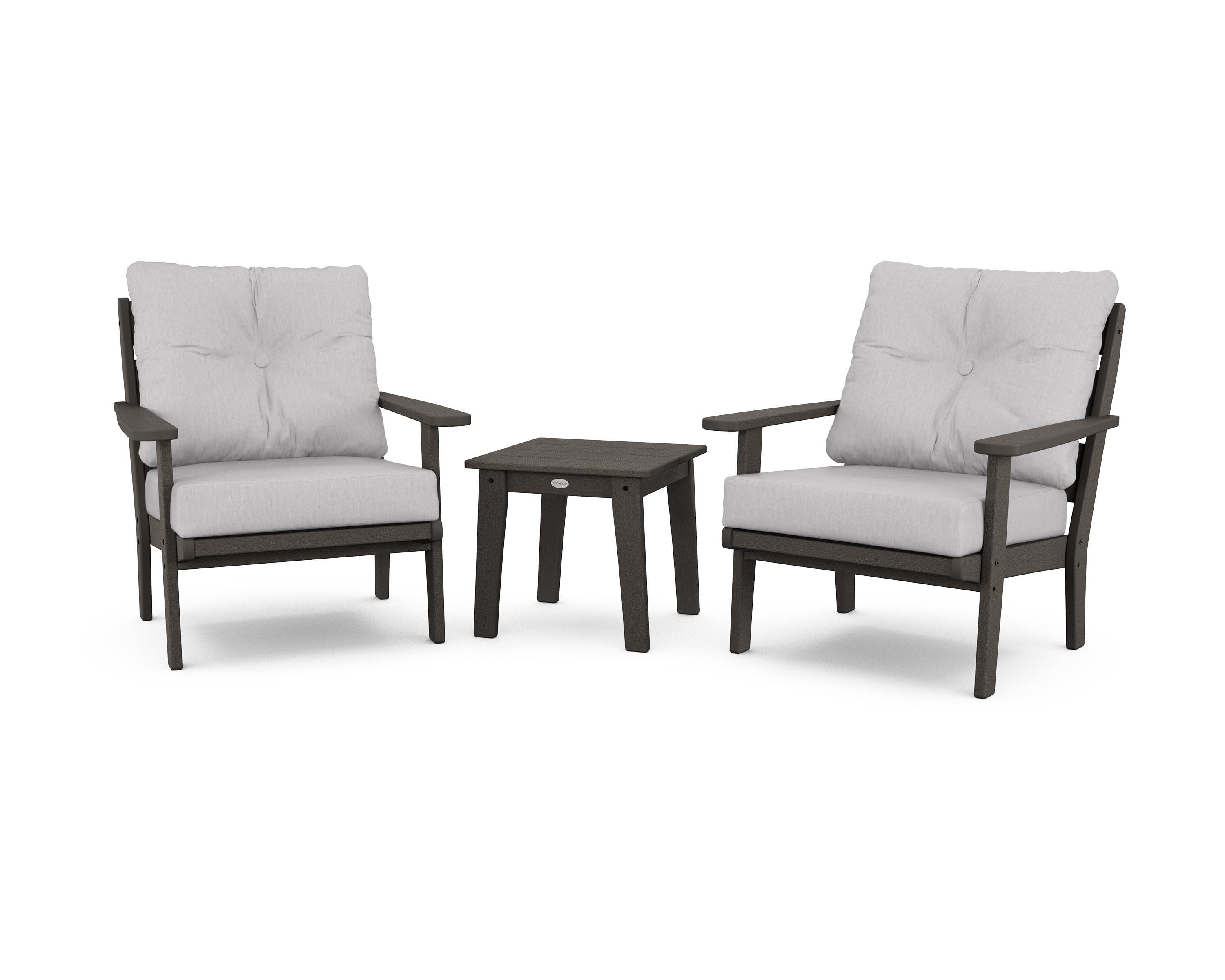 Lakeside 3-Piece Deep Seating Chair Set in Vintage Coffee / Granite