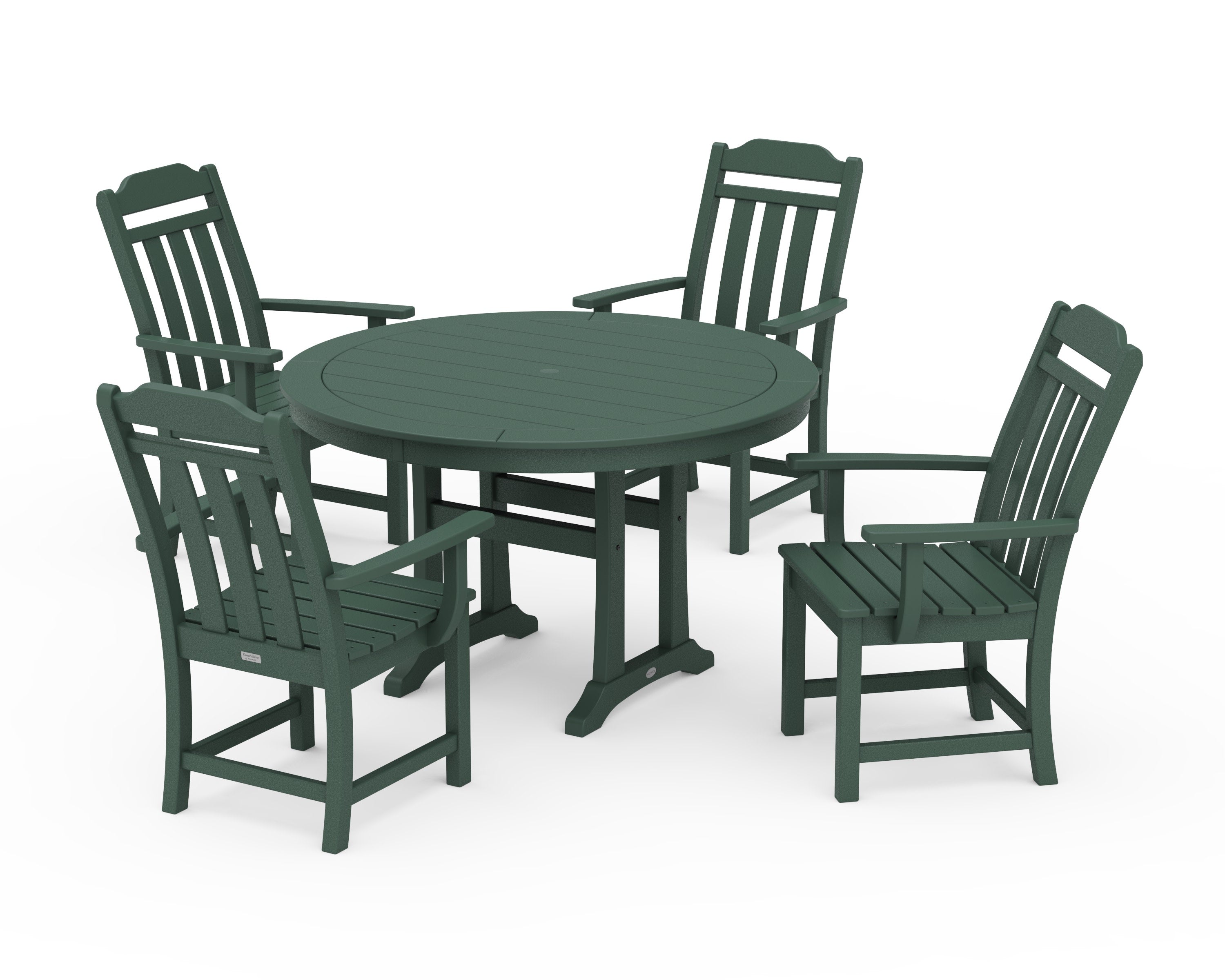 Cottage 5-Piece Round Dining Set with Trestle Legs in Green