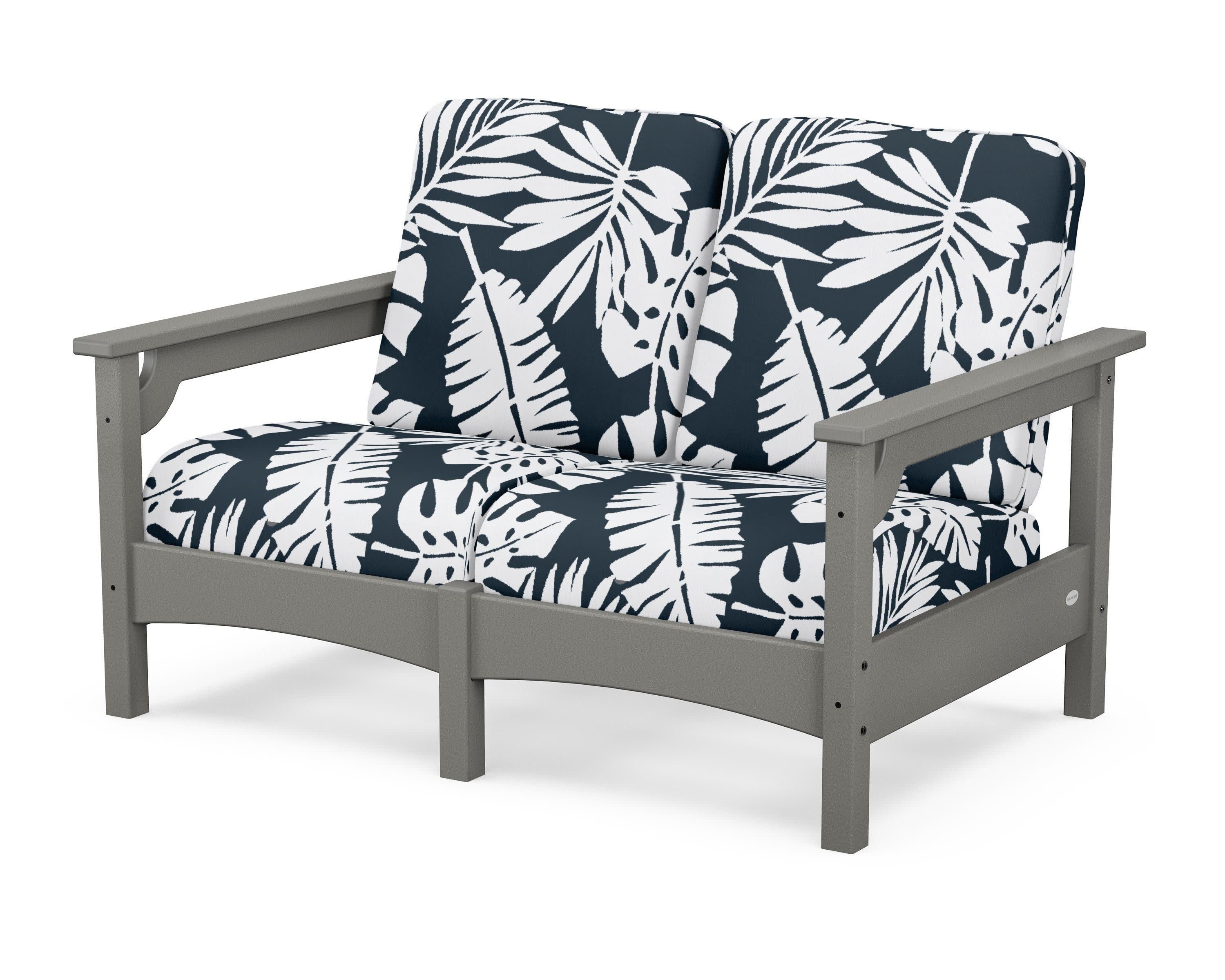 Club Loveseat in Slate Grey / Leaf Marine Indigo