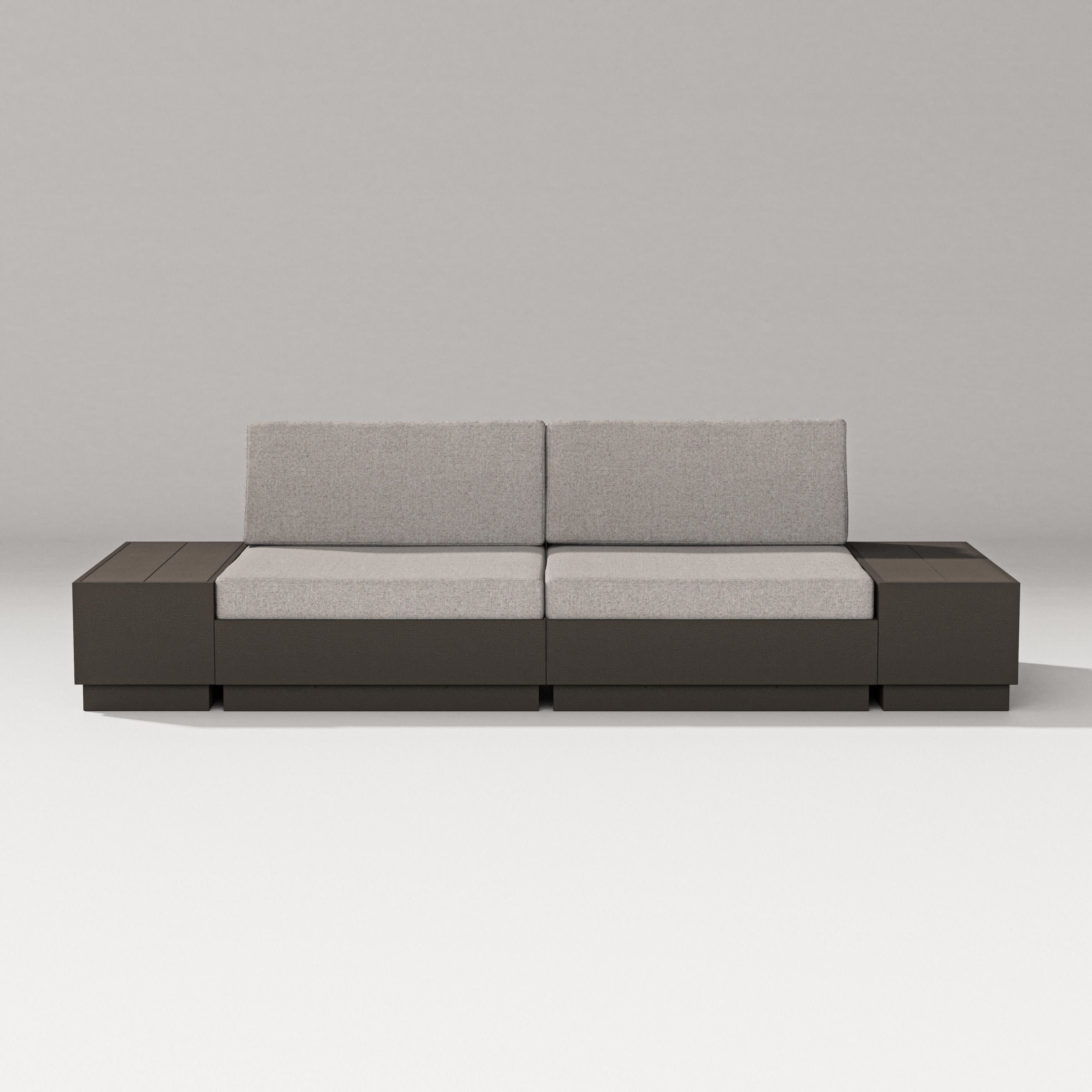 Elevate 4-Piece Loveseat Sectional in Vintage Coffee / Weathered Tweed