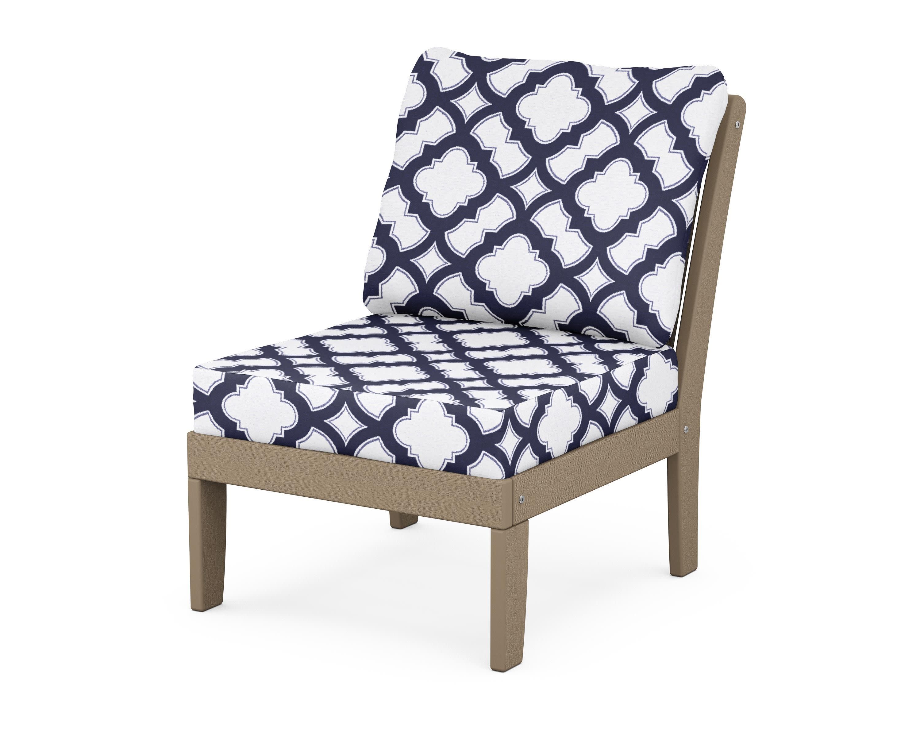 Braxton Modular Armless Chair in Vintage Sahara / Trellis Navy