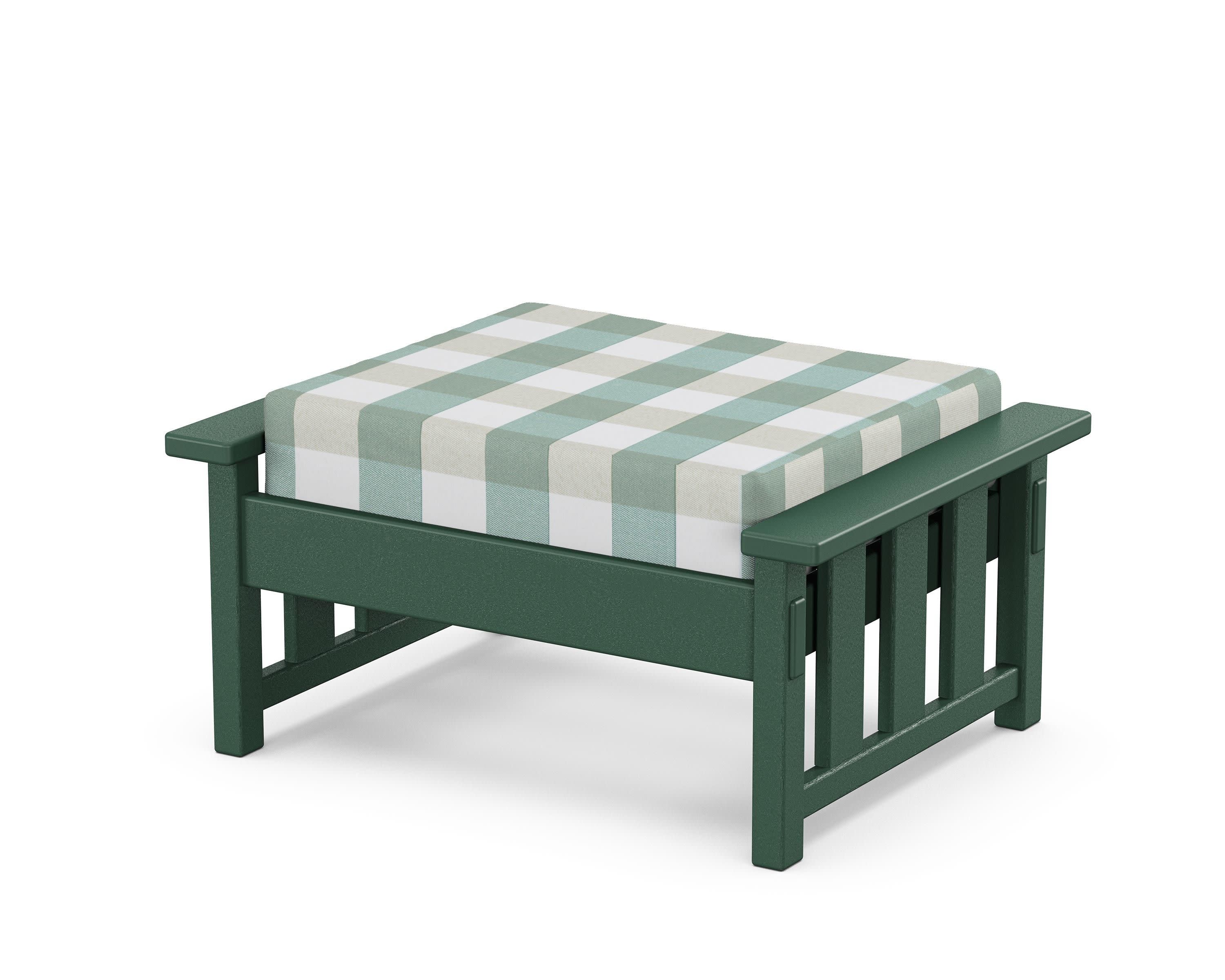 Acadia Deep Seating Ottoman in Green / Buffalo Plaid Glacier Spa