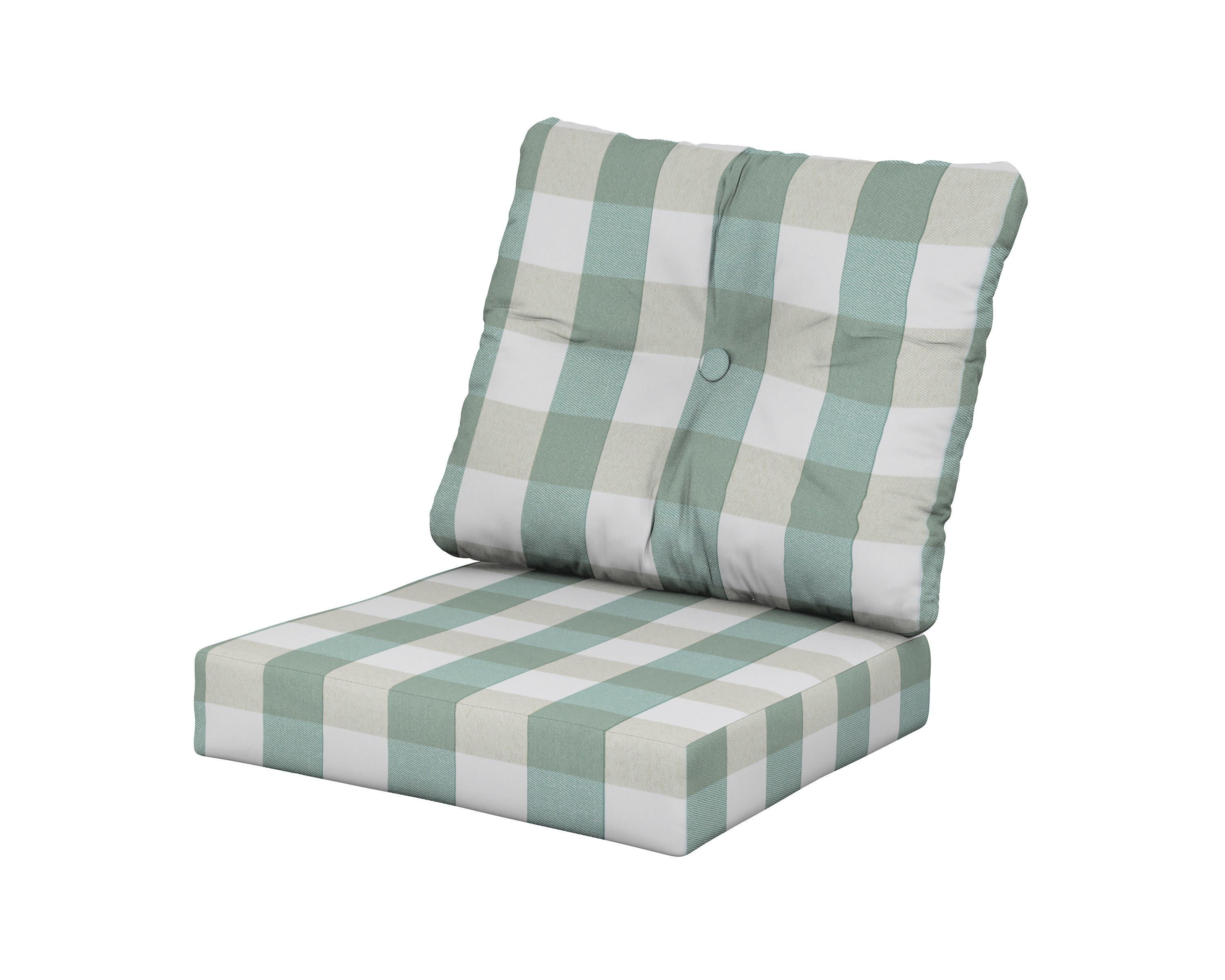 Vineyard Seat/Back Cushion in Buffalo Plaid Glacier Spa