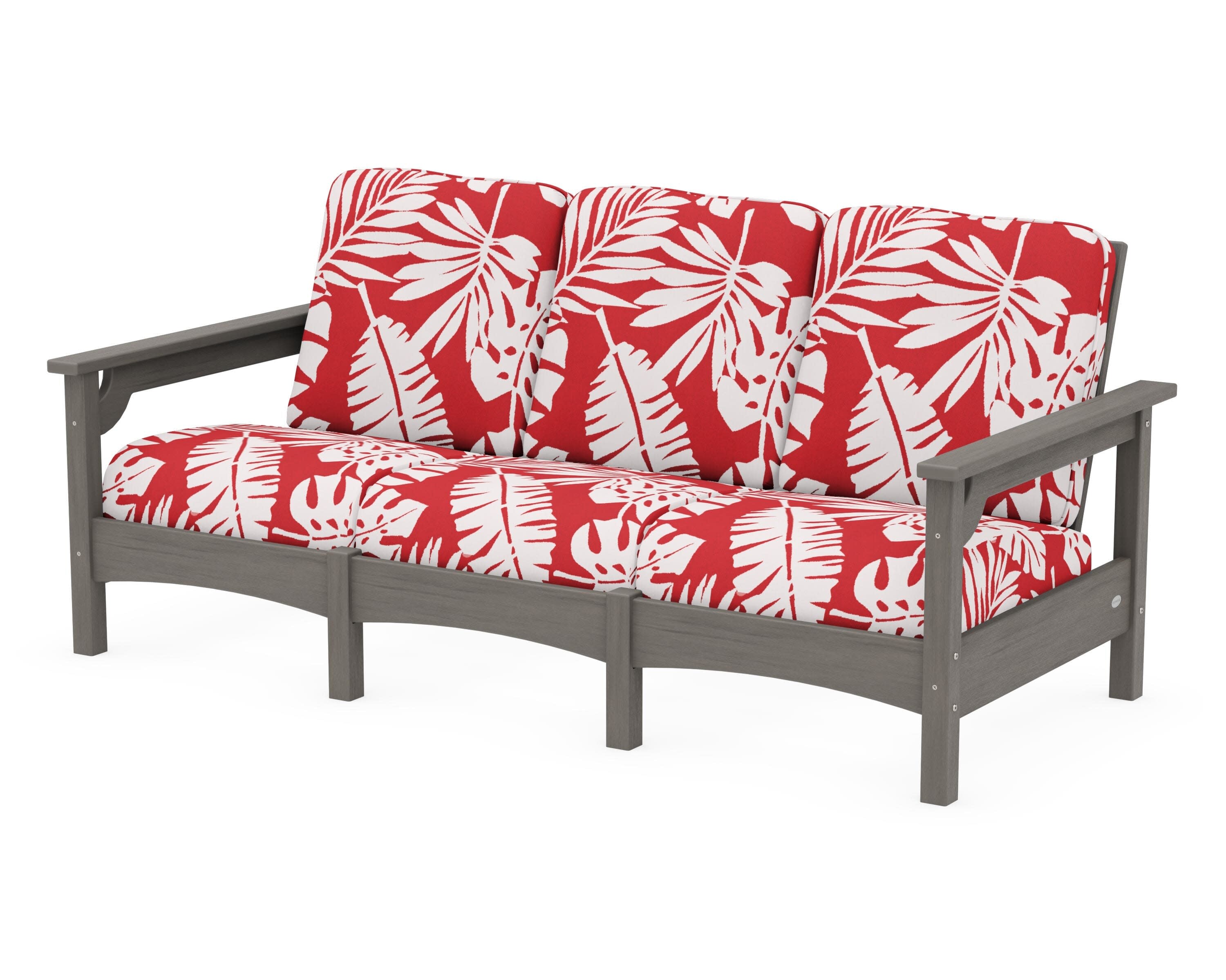 Club Sofa in Driftwood / Leaf Crimson