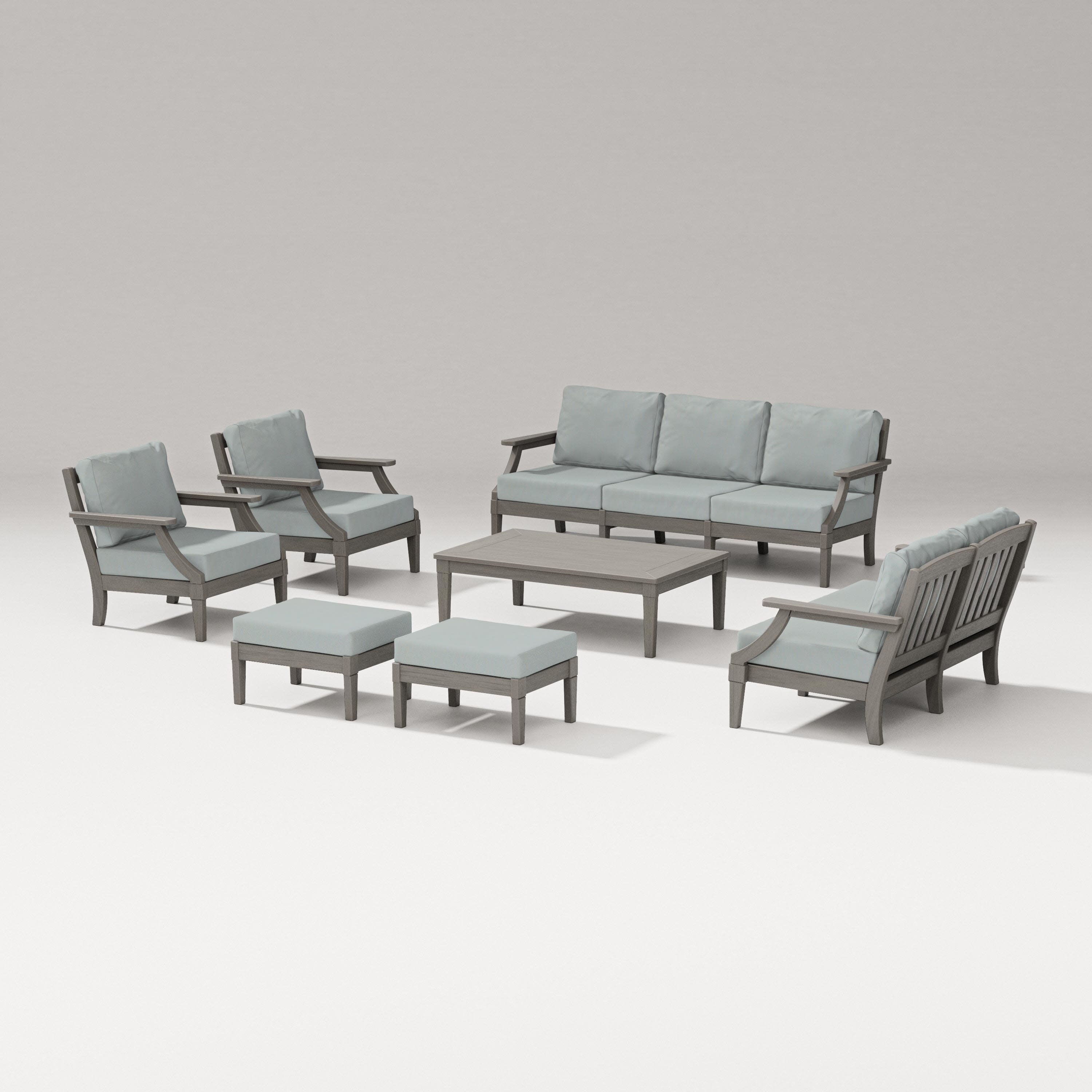 Estate 7-Piece Lounge Sofa Set in Driftwood / Spa