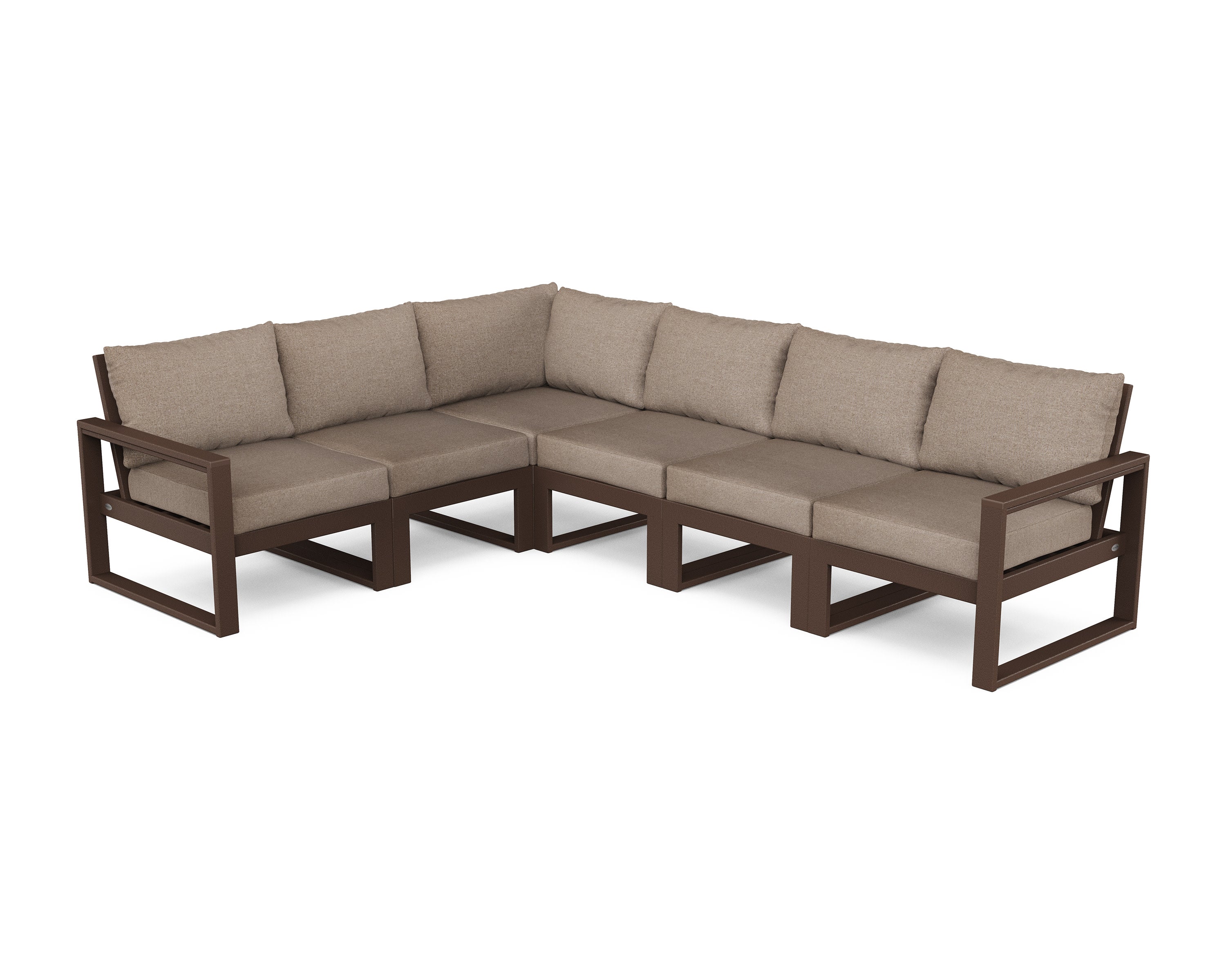 EDGE 6-Piece Modular Deep Seating Set in Mahogany / Spiced Burlap
