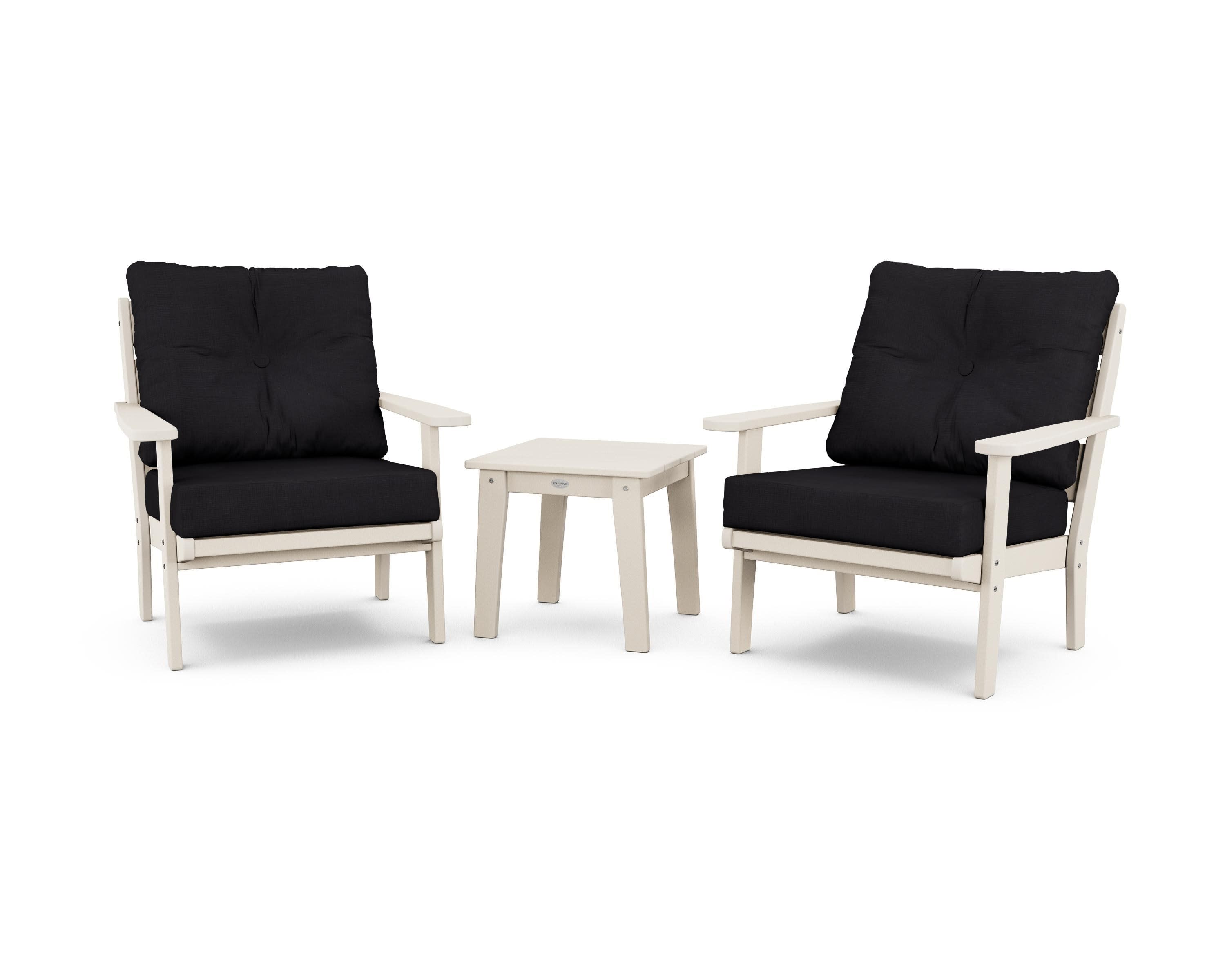 Lakeside 3-Piece Deep Seating Chair Set in Sand / Midnight Linen