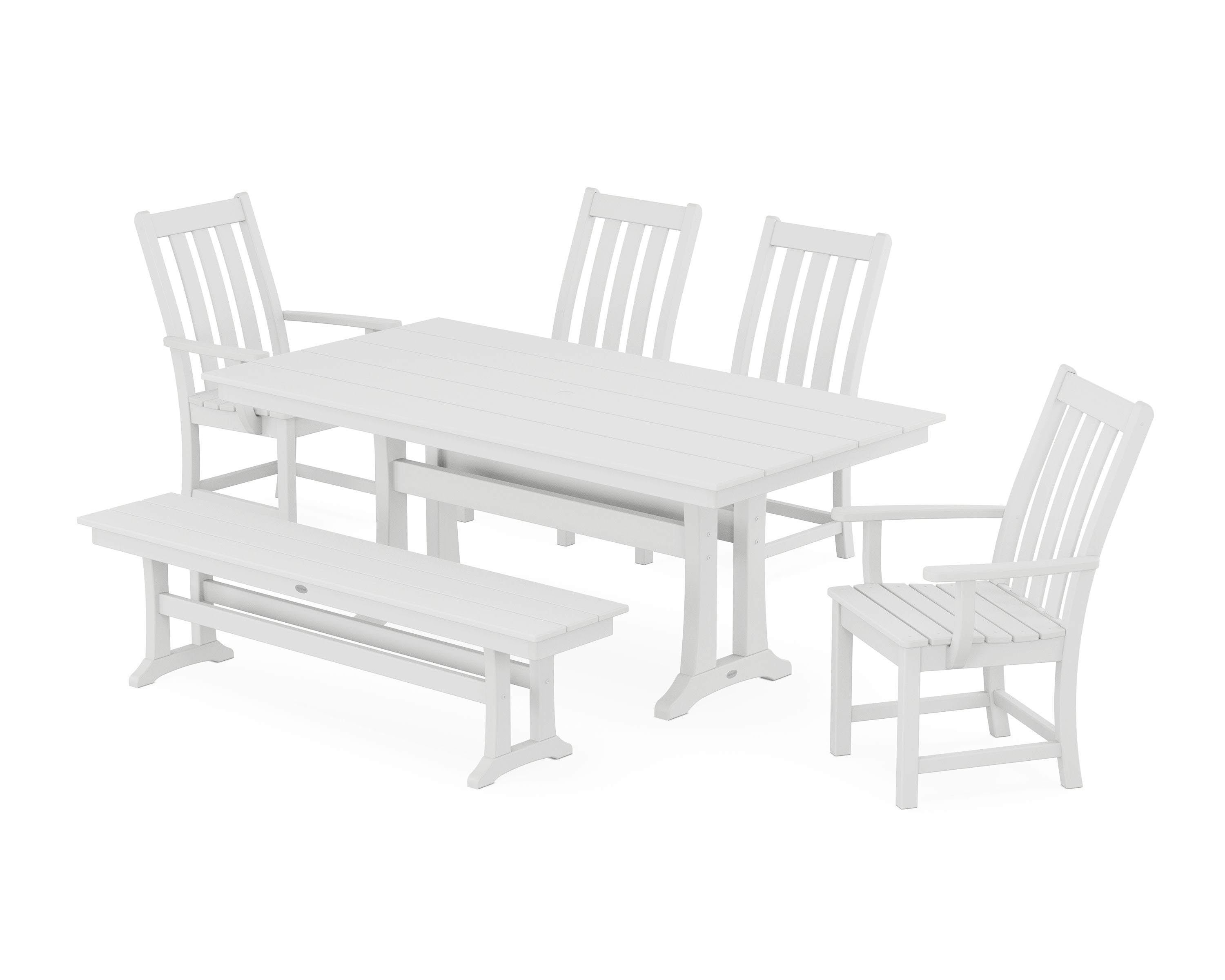 Vineyard 6-Piece Farmhouse Dining Set With Trestle Legs in White
