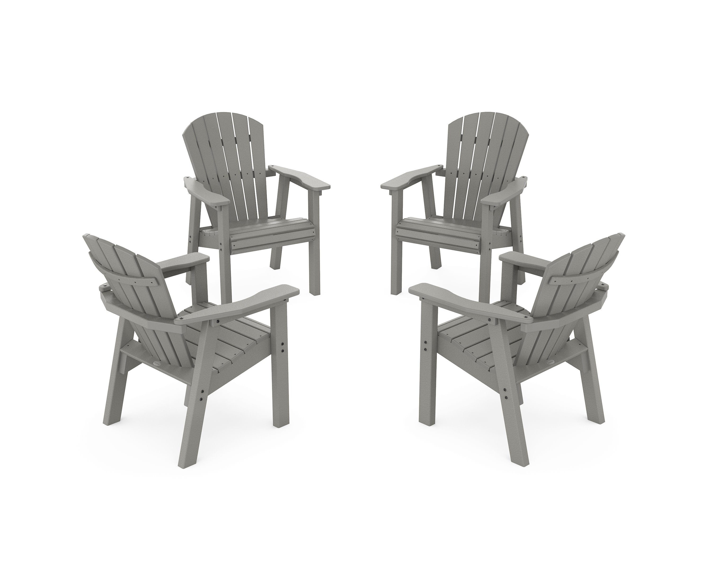 Seashell 4-Piece Upright Adirondack Conversation Set in Slate Grey
