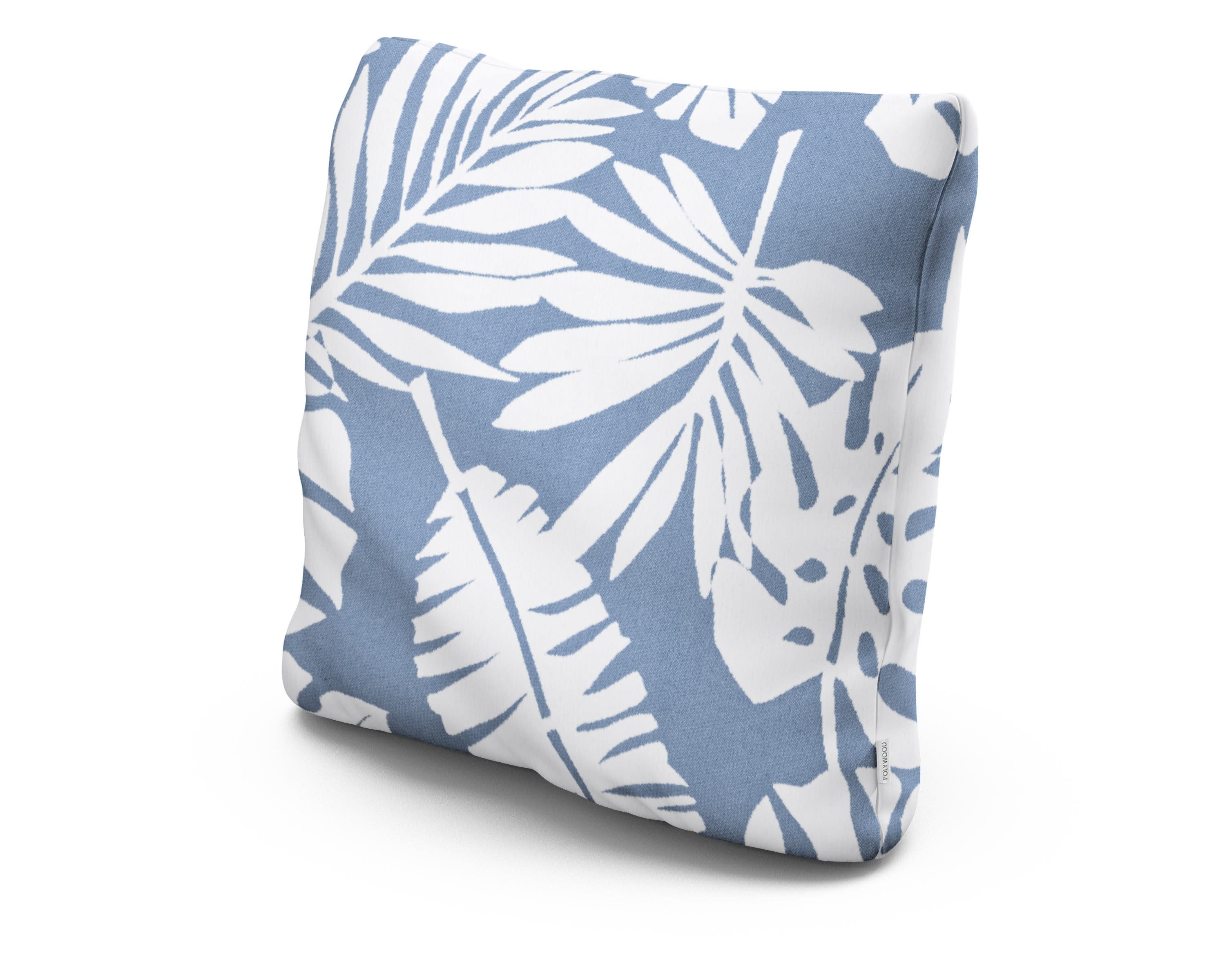 22" Outdoor Throw Pillow in Leaf Sky Blue