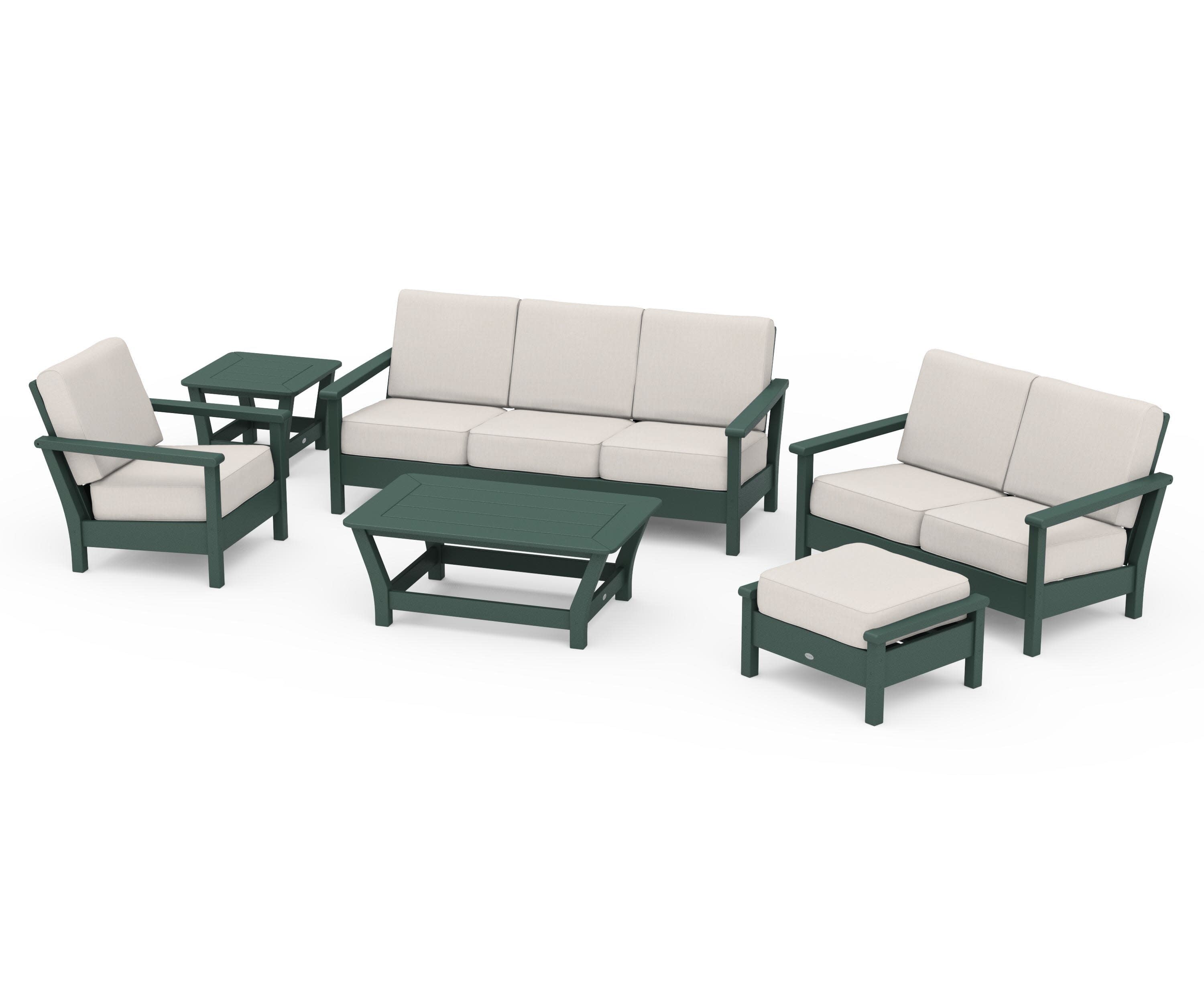 Harbour 6-Piece Outdoor Living Set in Green / Cast Ash