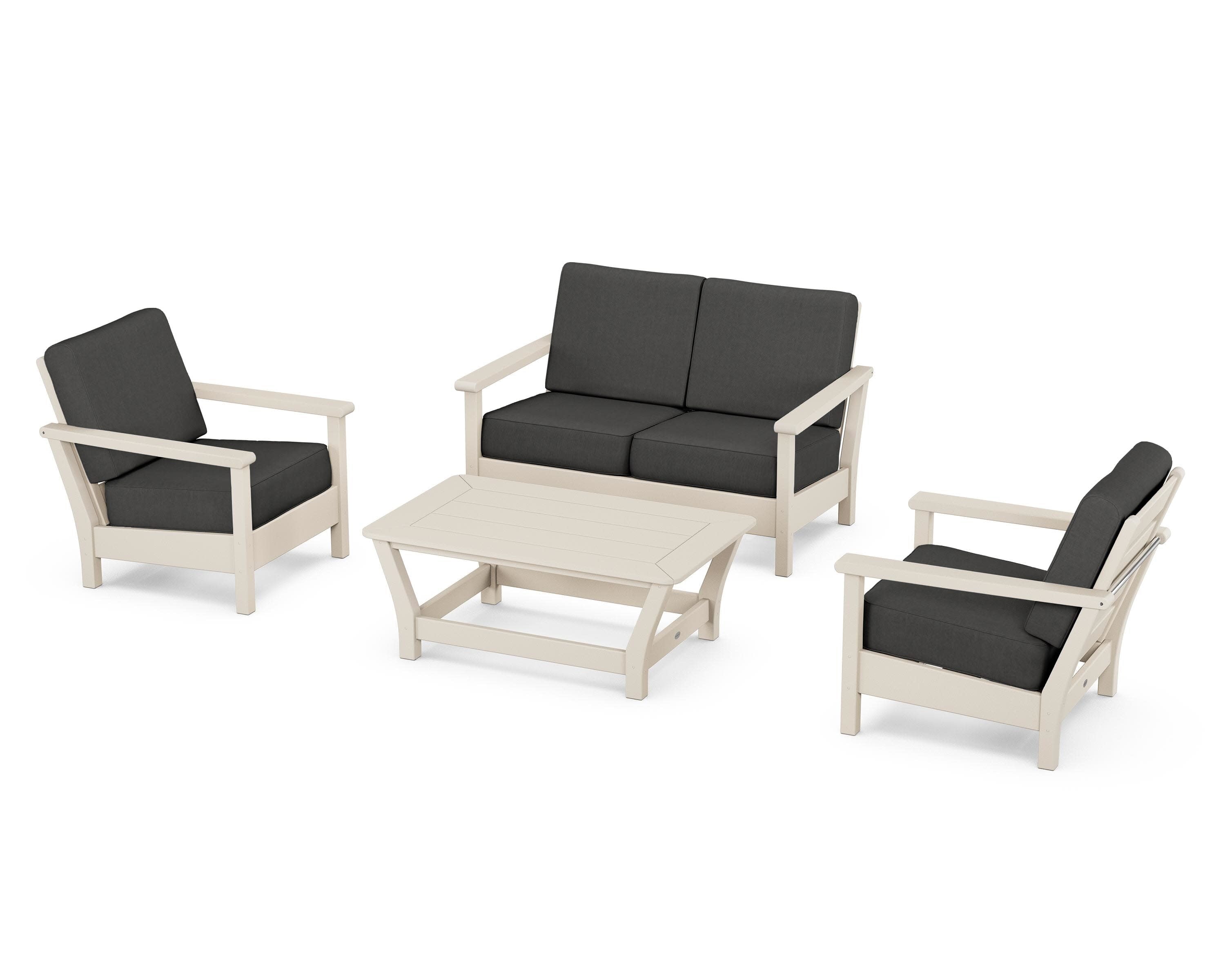 Harbour 4-Piece Deep Seating Set in Sand / Spectrum Carbon