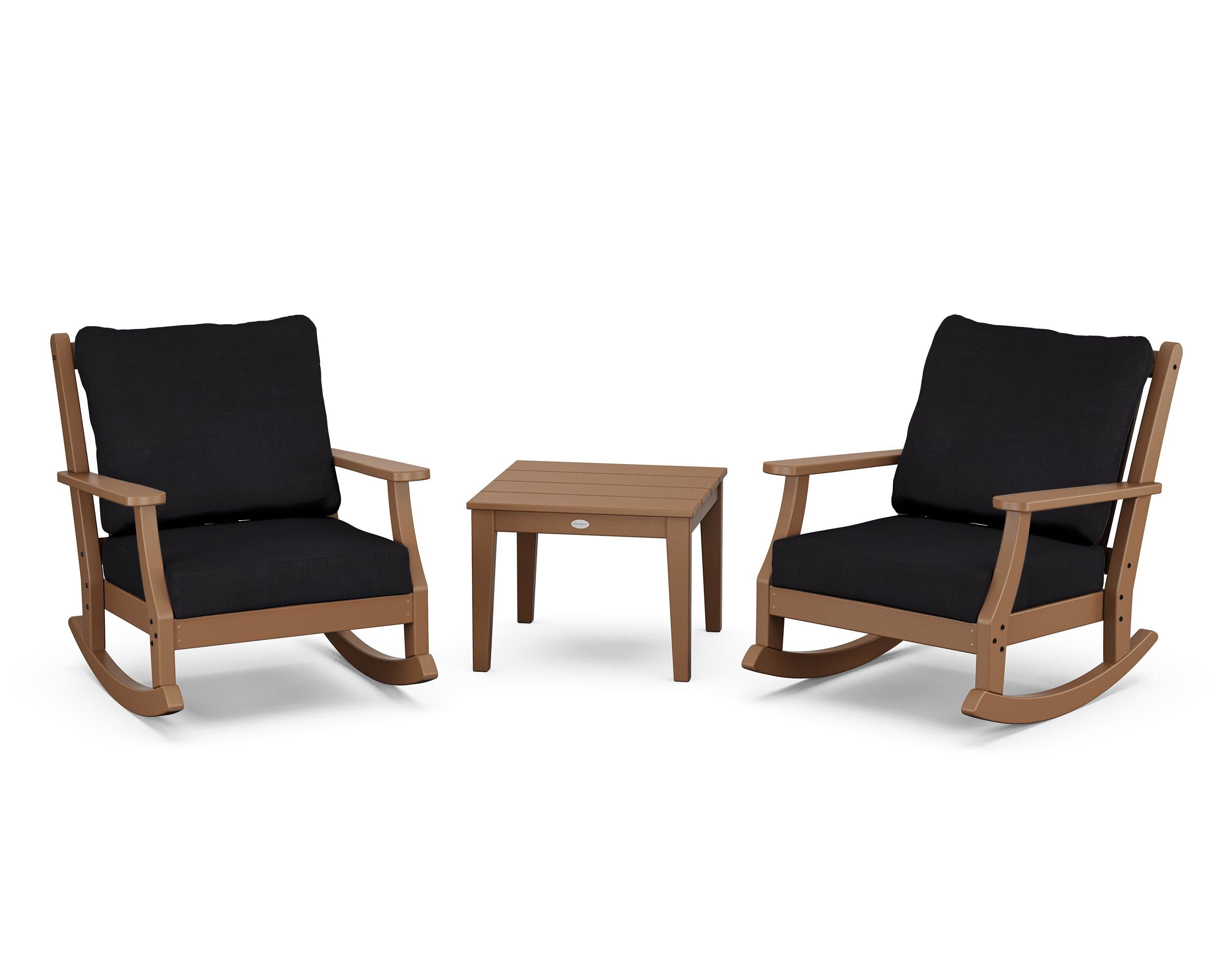 Wovendale 3-Piece Deep Seating Rocker Set in Teak / Midnight Linen