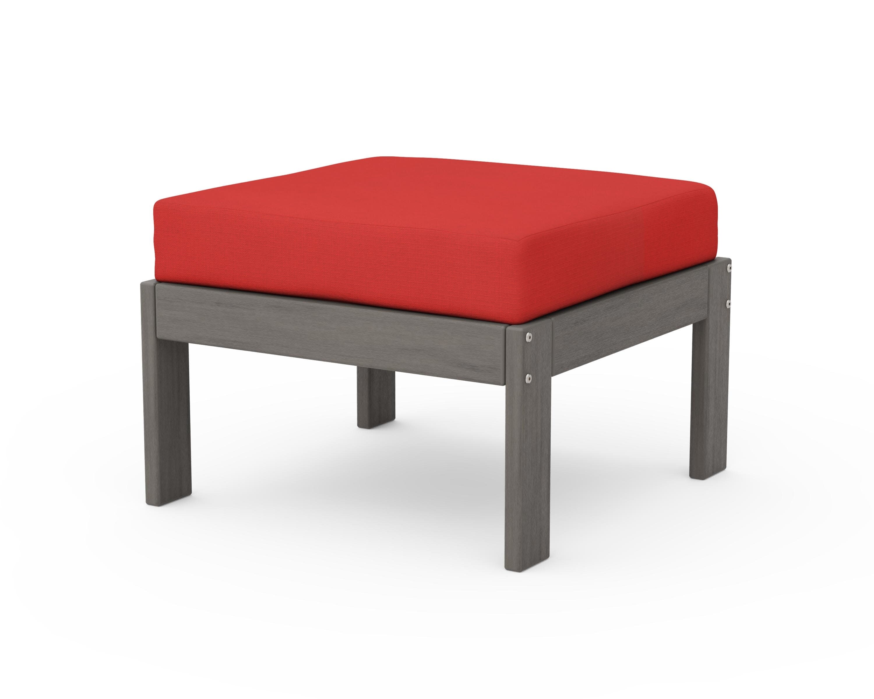 Vineyard Modular Ottoman in Driftwood / Crimson Linen