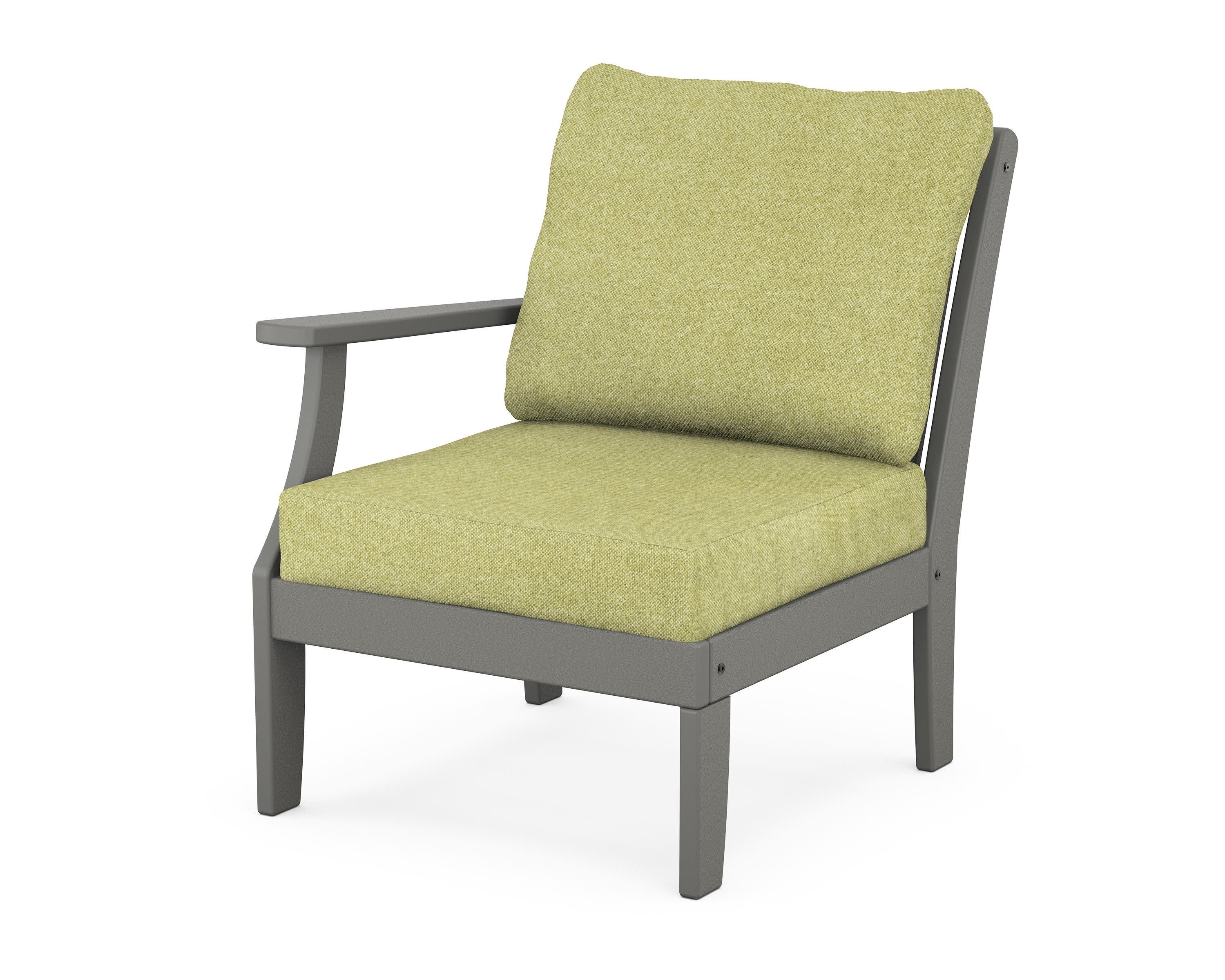Braxton Modular Left Arm Chair in Slate Grey / Chartreuse Boucle