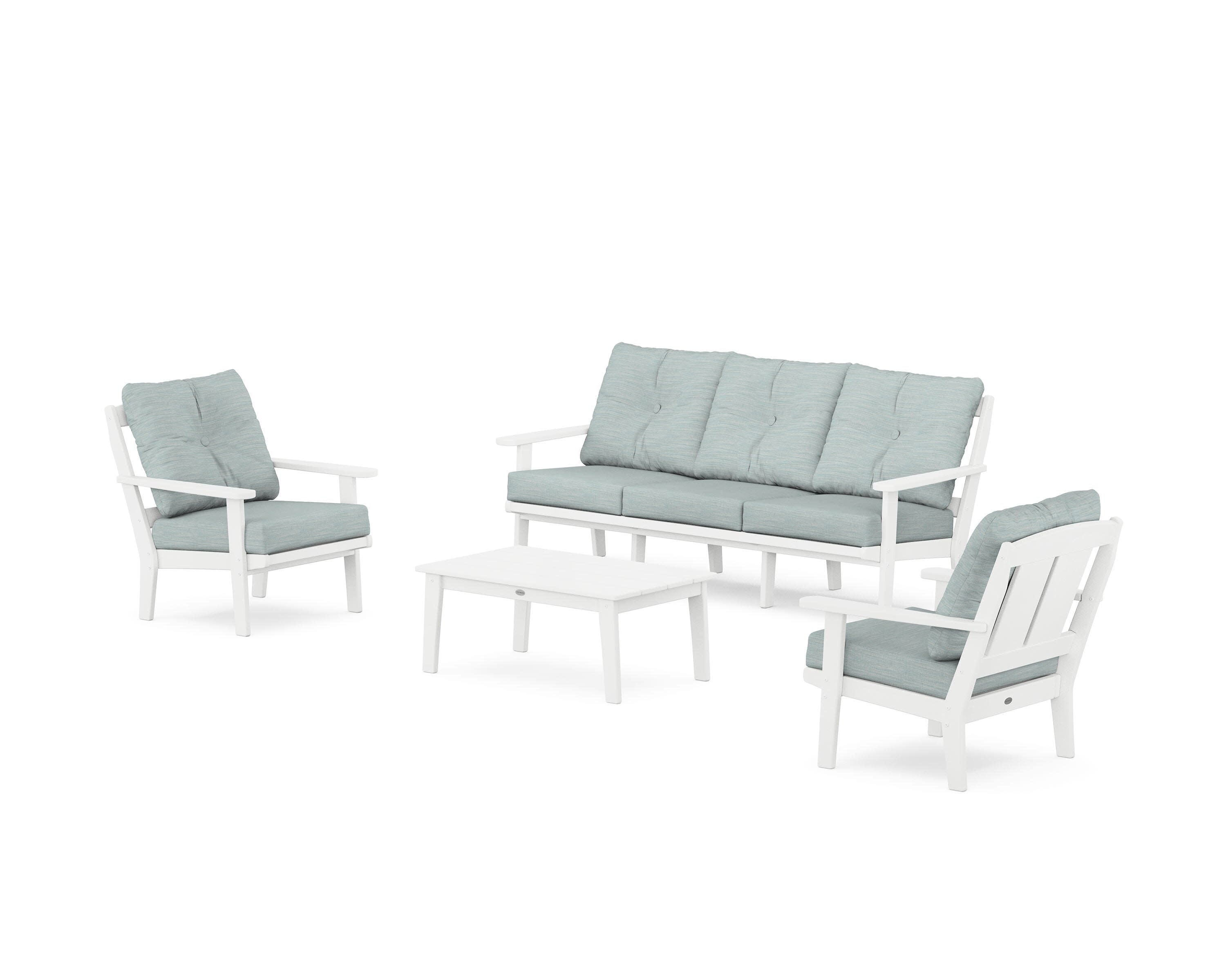 Mission 4-Piece Deep Seating Set with Sofa in White / Soothe Mist