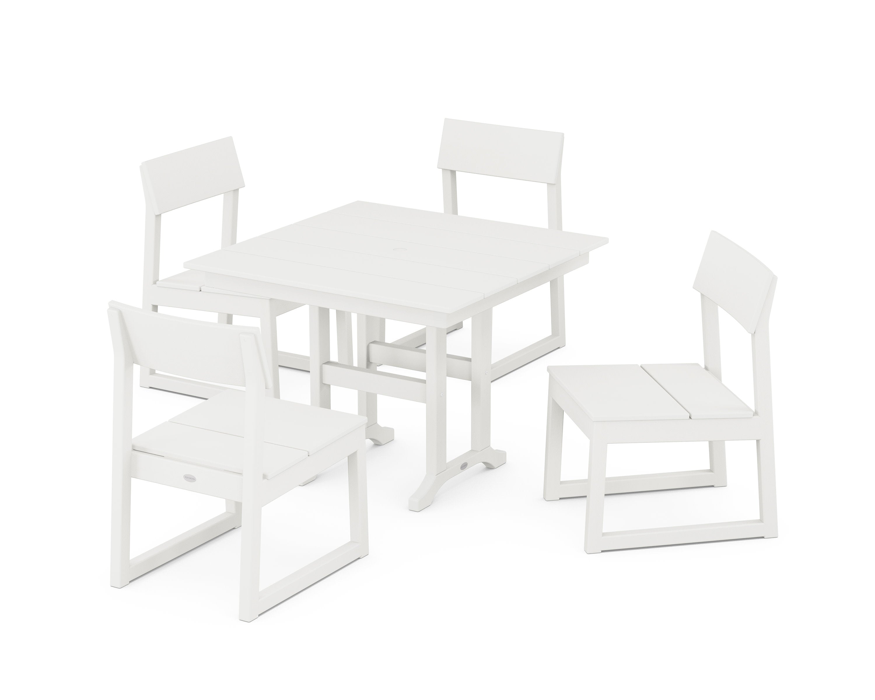 EDGE Side Chair 5-Piece Farmhouse Dining Set in Vintage White