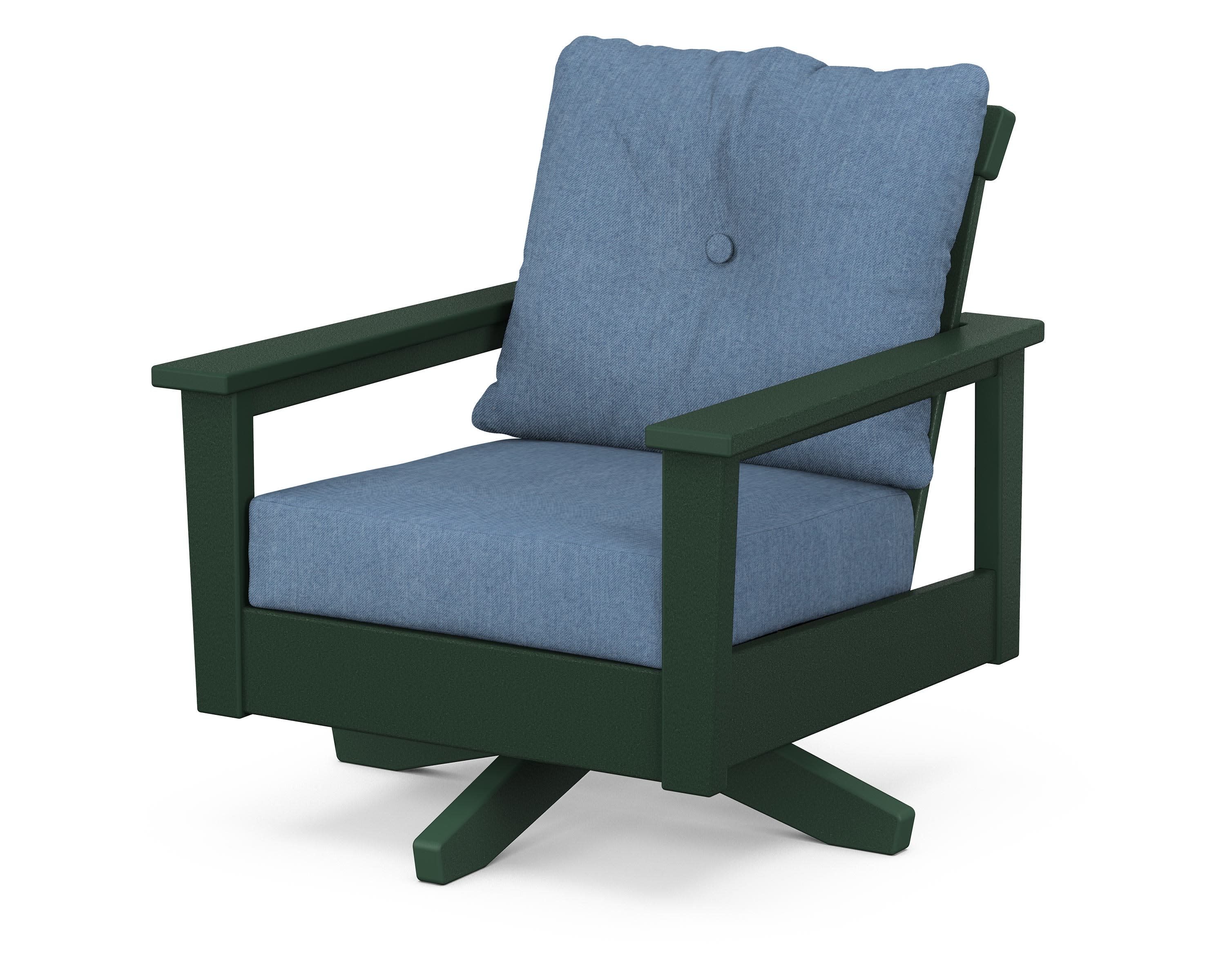 Prescott Deep Seating Swivel Chair in Green / Sky Blue