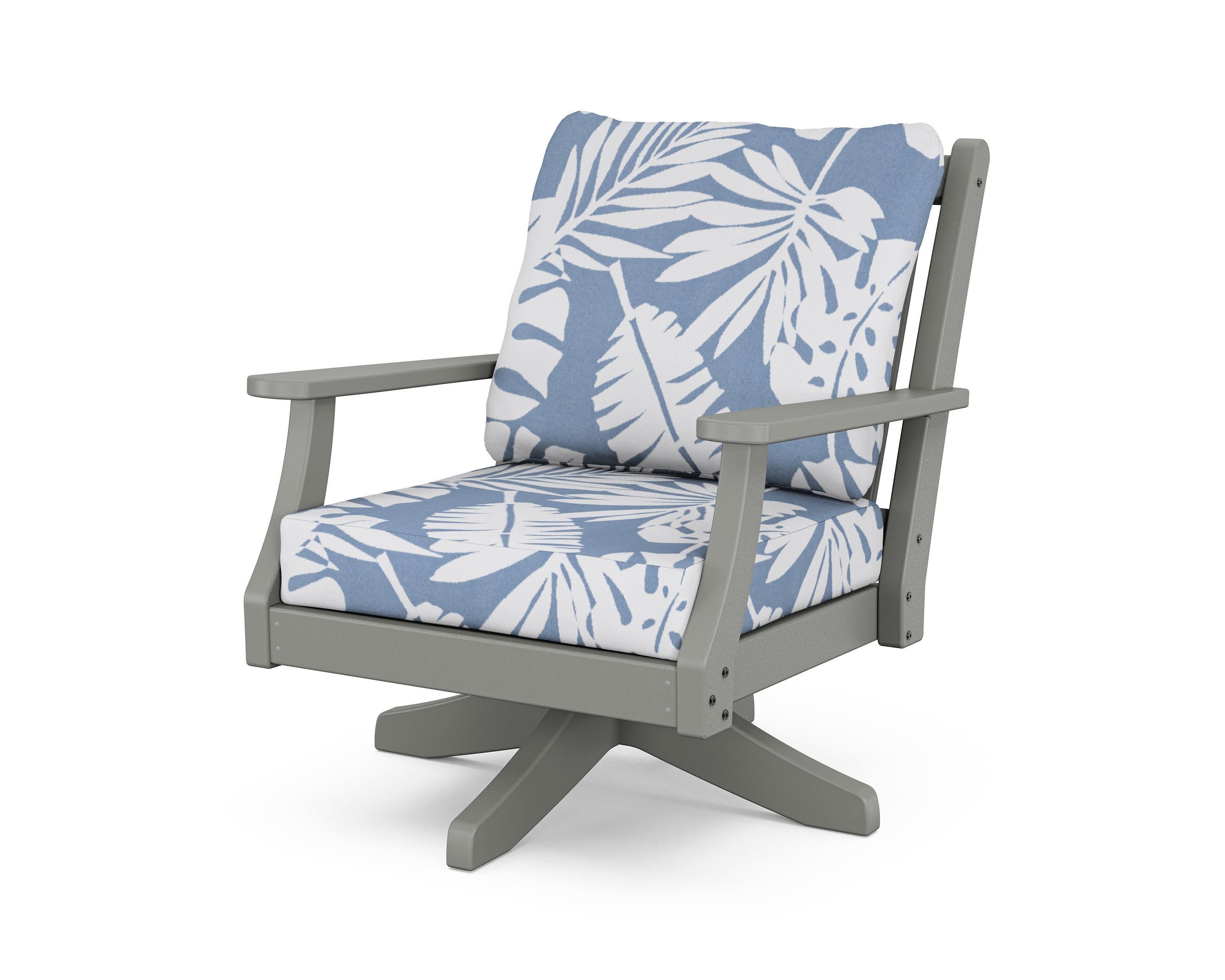 Wovendale Deep Seating Swivel Chair in Slate Grey / Leaf Sky Blue